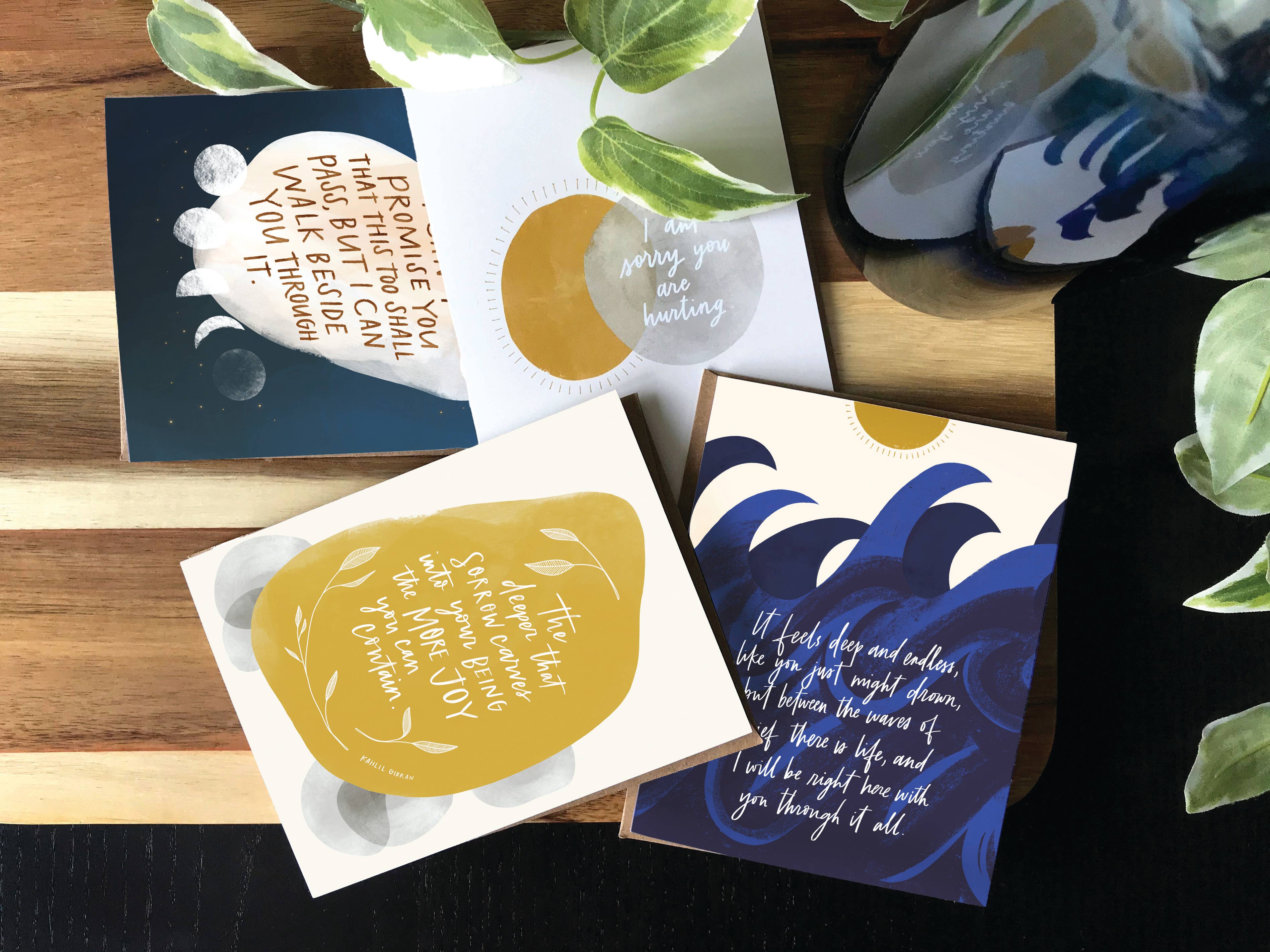 Deeper Joy Kahlil Gibran Quote, Hand-lettered Sympathy Card