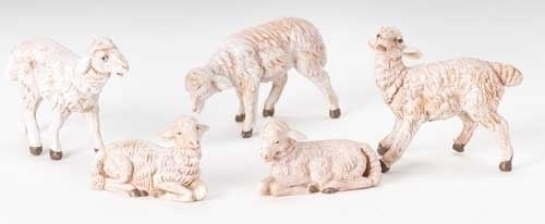 5" SCALE 5 PC SET WHITE SHEEP