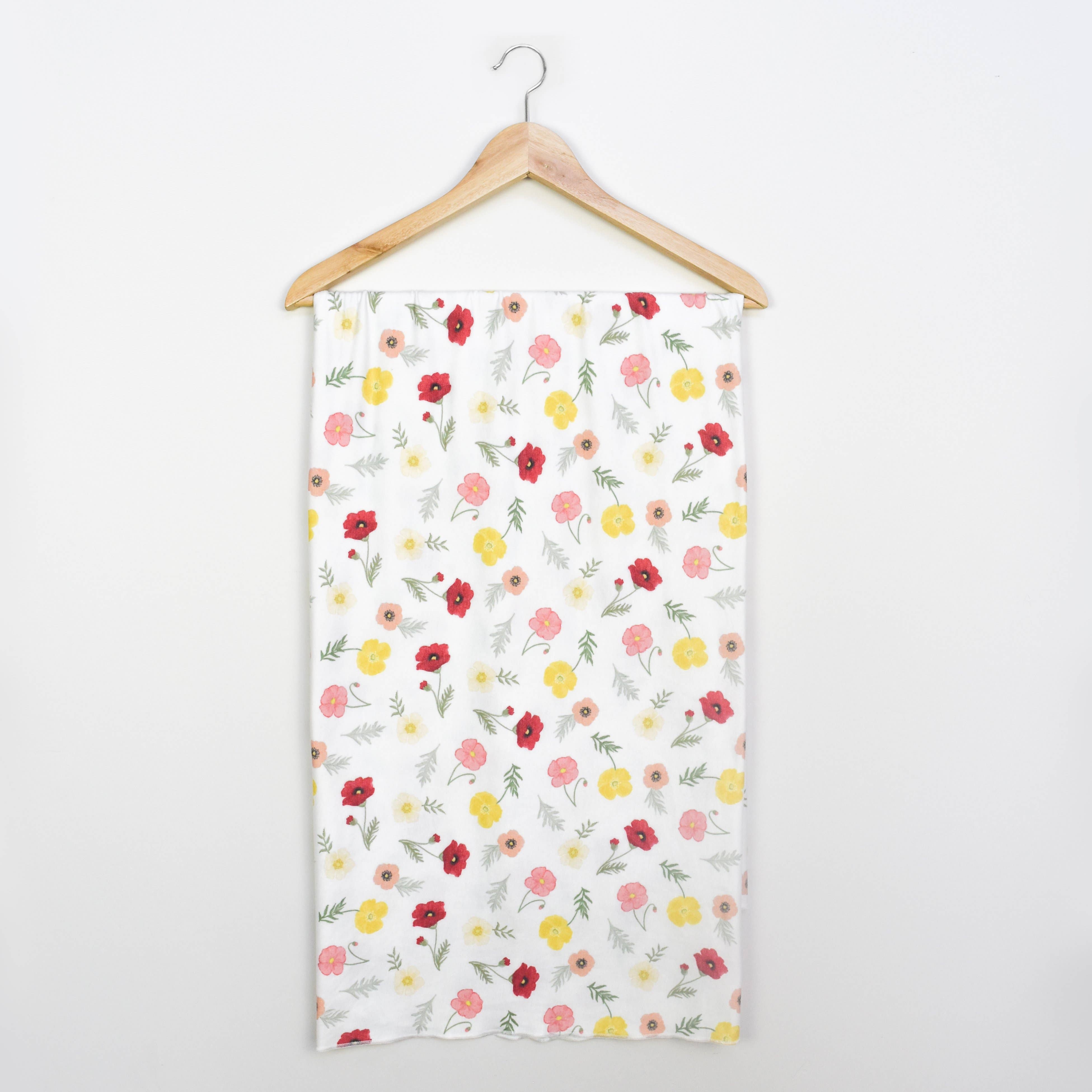 Extra Soft Stretchy Knit Swaddle Blanket: Playful Poppies
