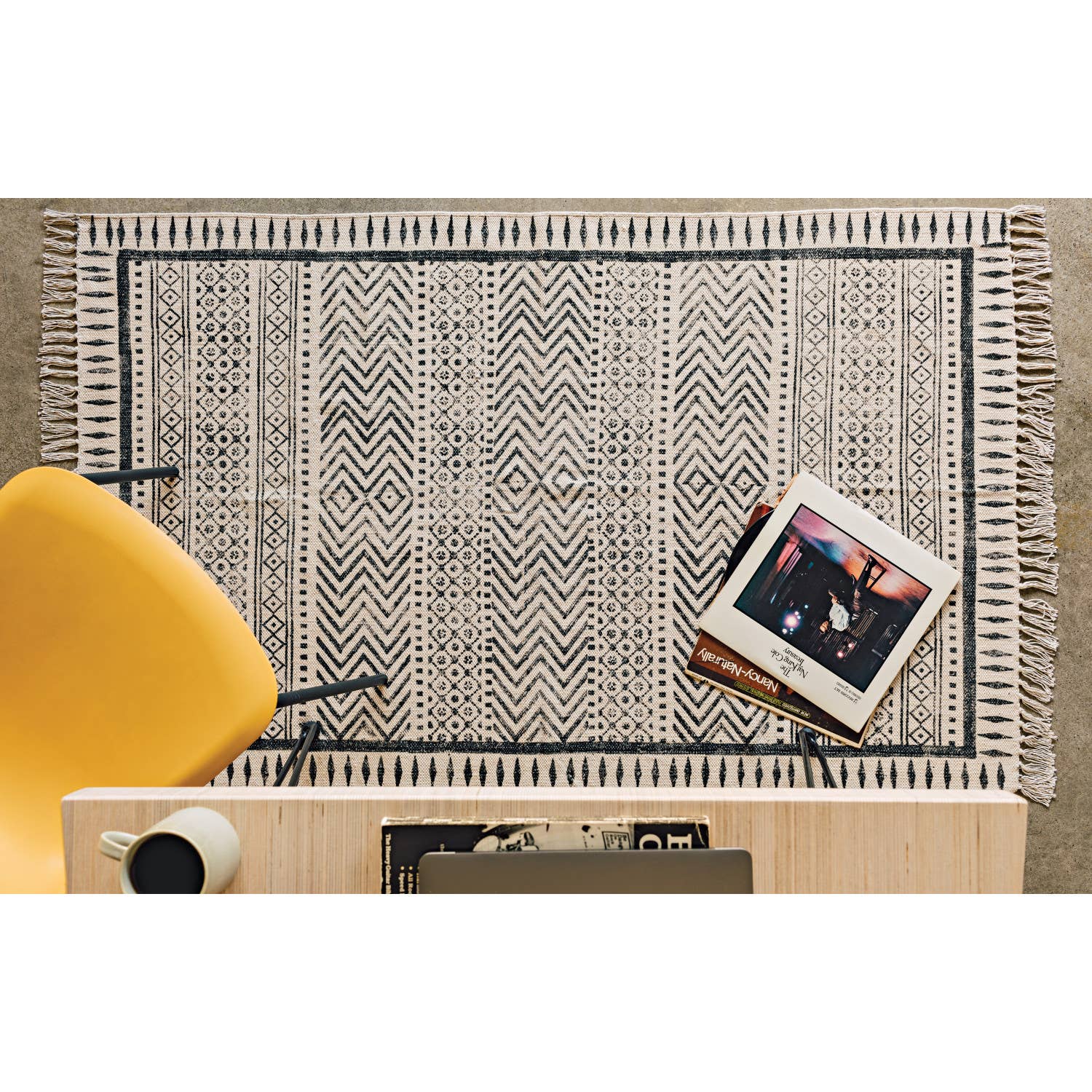 Gaze Block Print Rug 3 x 5 Ft