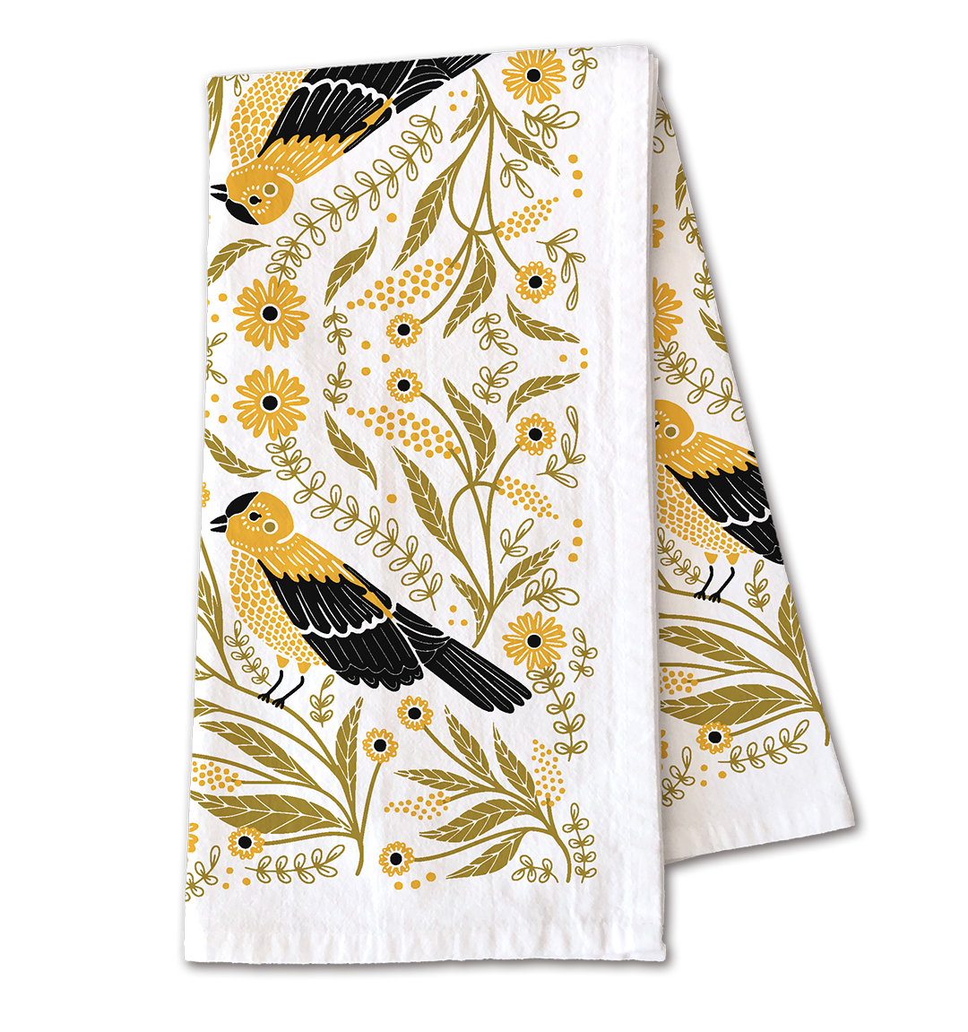 Goldfinch Tea Towel - Bird & Garden Kitchen Towel