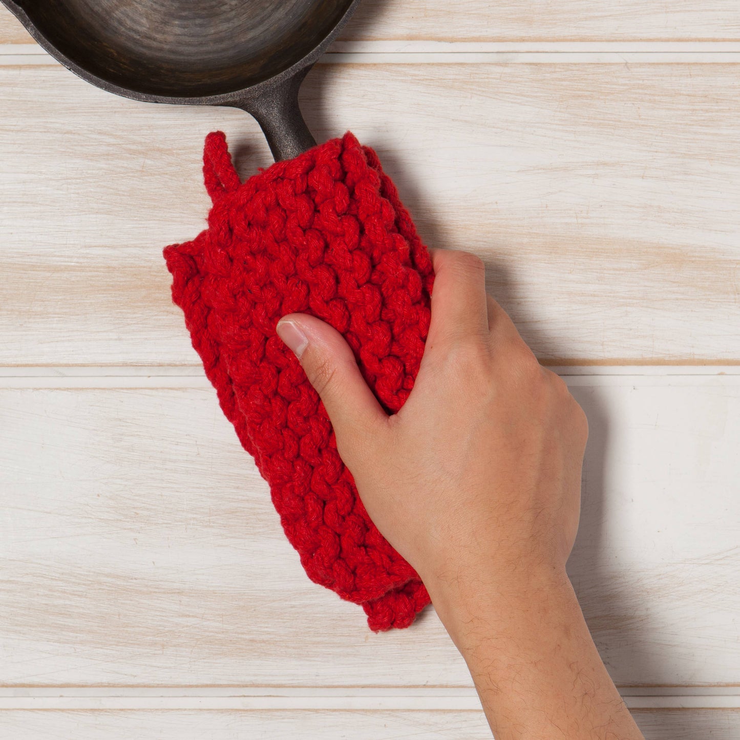 Chili Red Knit Potholder