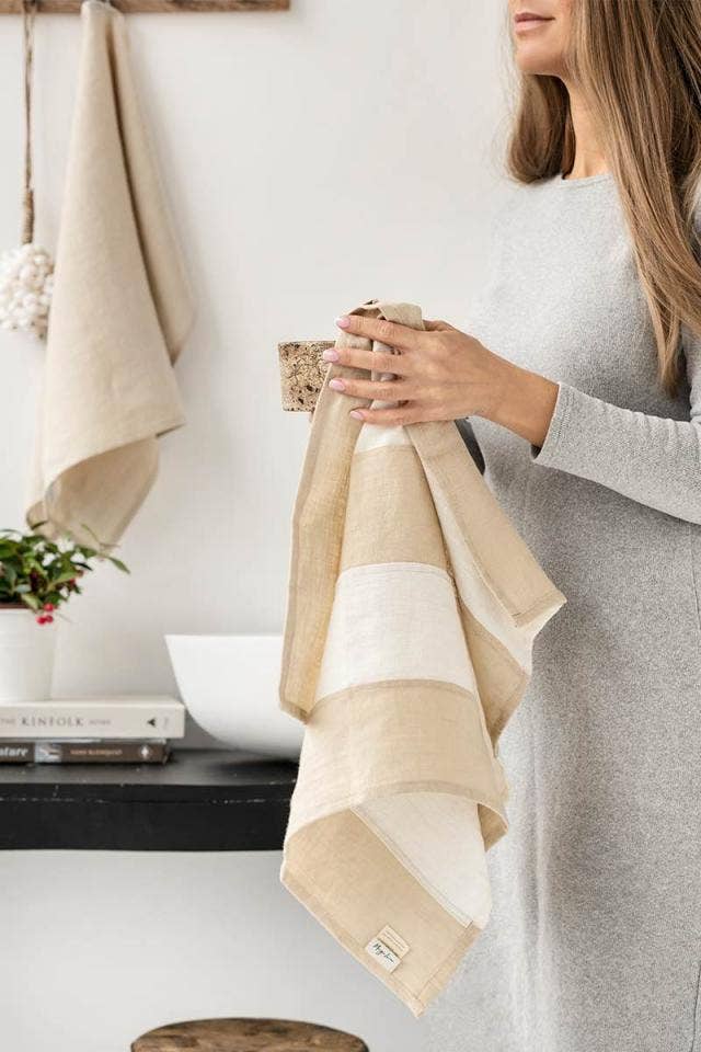 Striped Linen Tea Towel | Kitchen towel Zero-waste