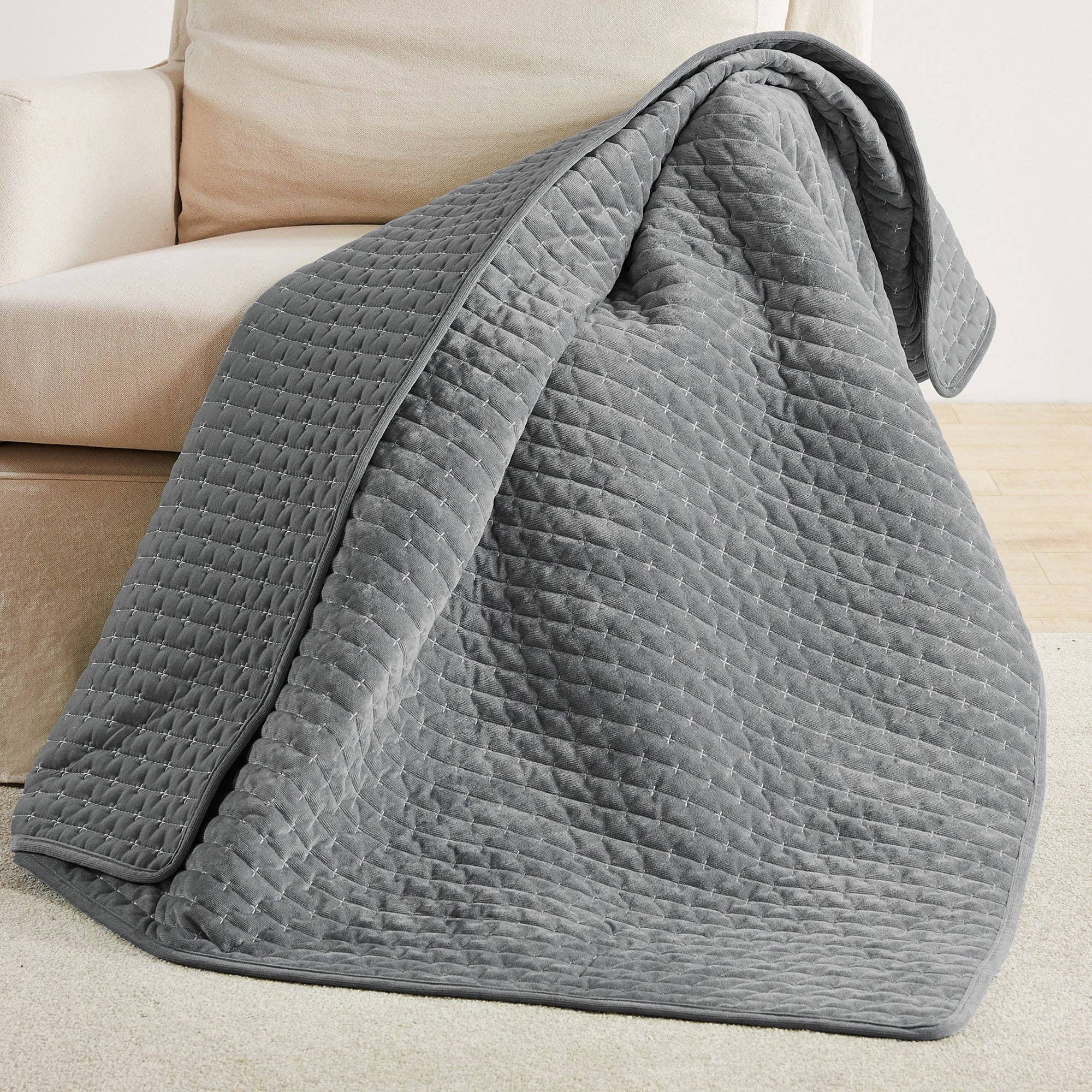 Velvet Stitch Quilted Throw