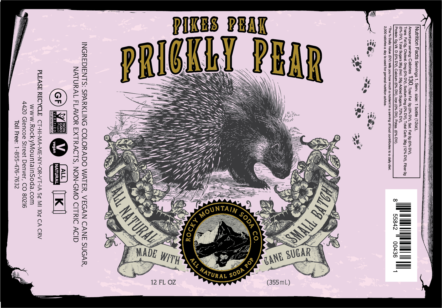 Pikes Peak Prickly Pear Soda Pop (BOTTLES ONLY)