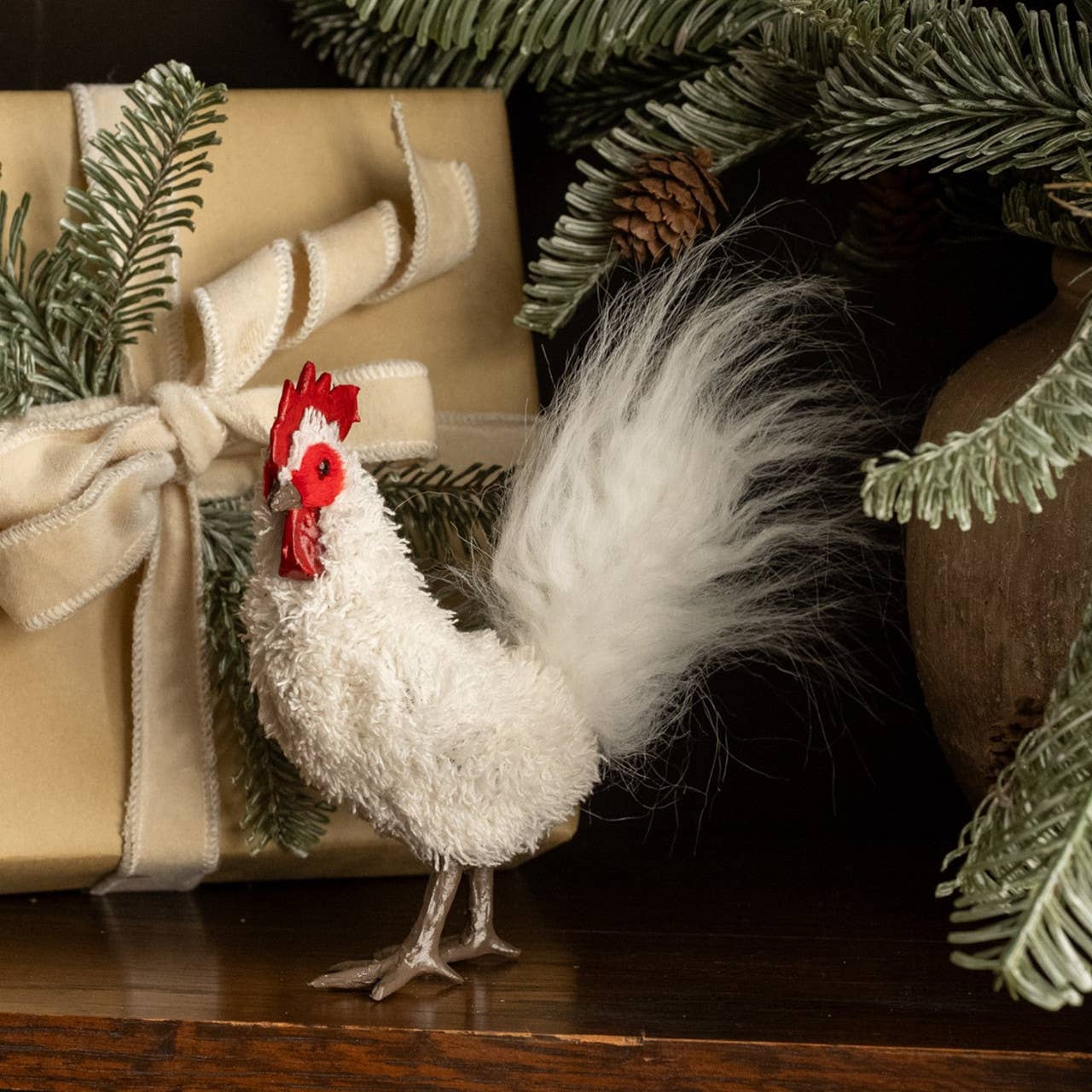STANDING WHITE ROOSTER