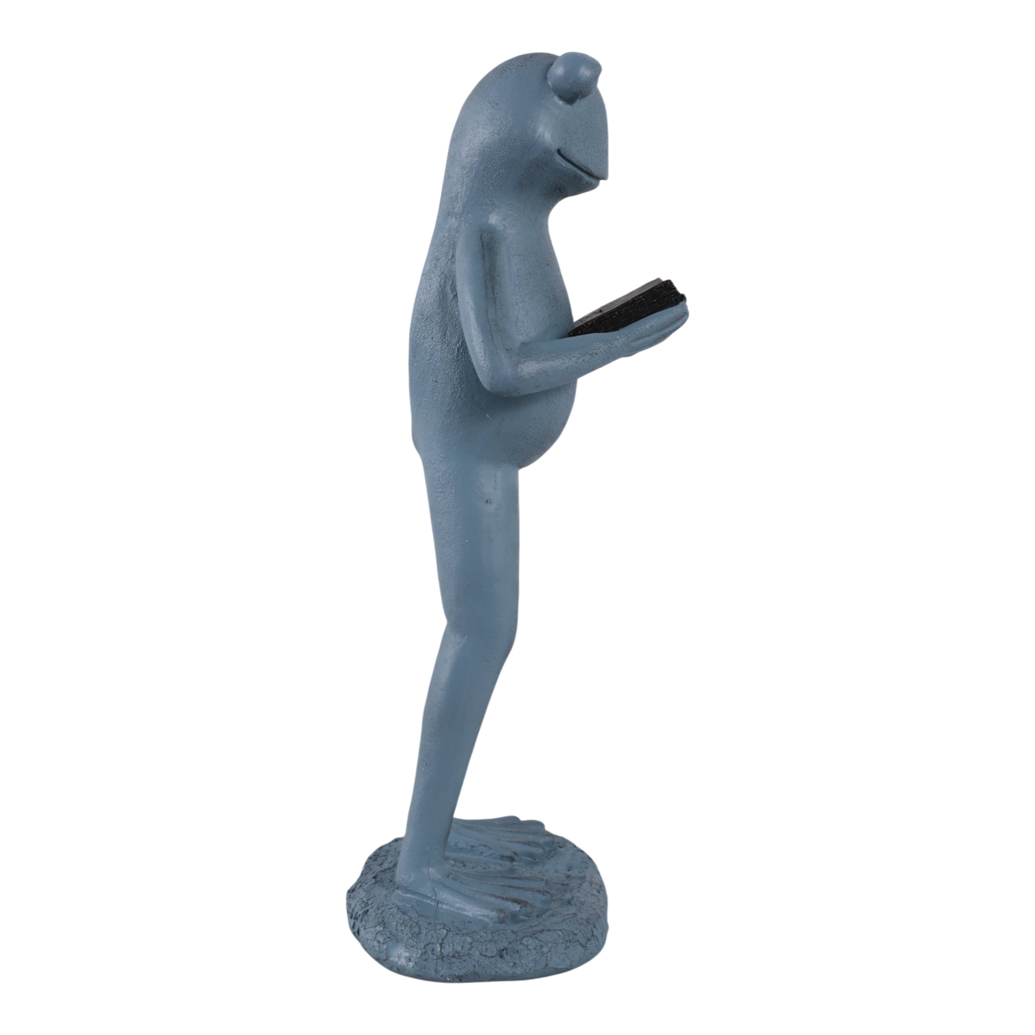 Resin Standing Frog Reading Book Figurine - Metallic, 18 in.