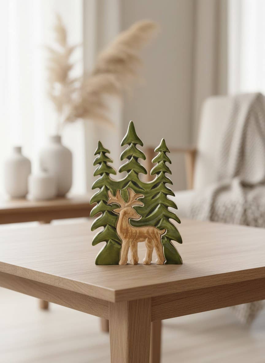 3D Reindeer with a Tree 10x6in