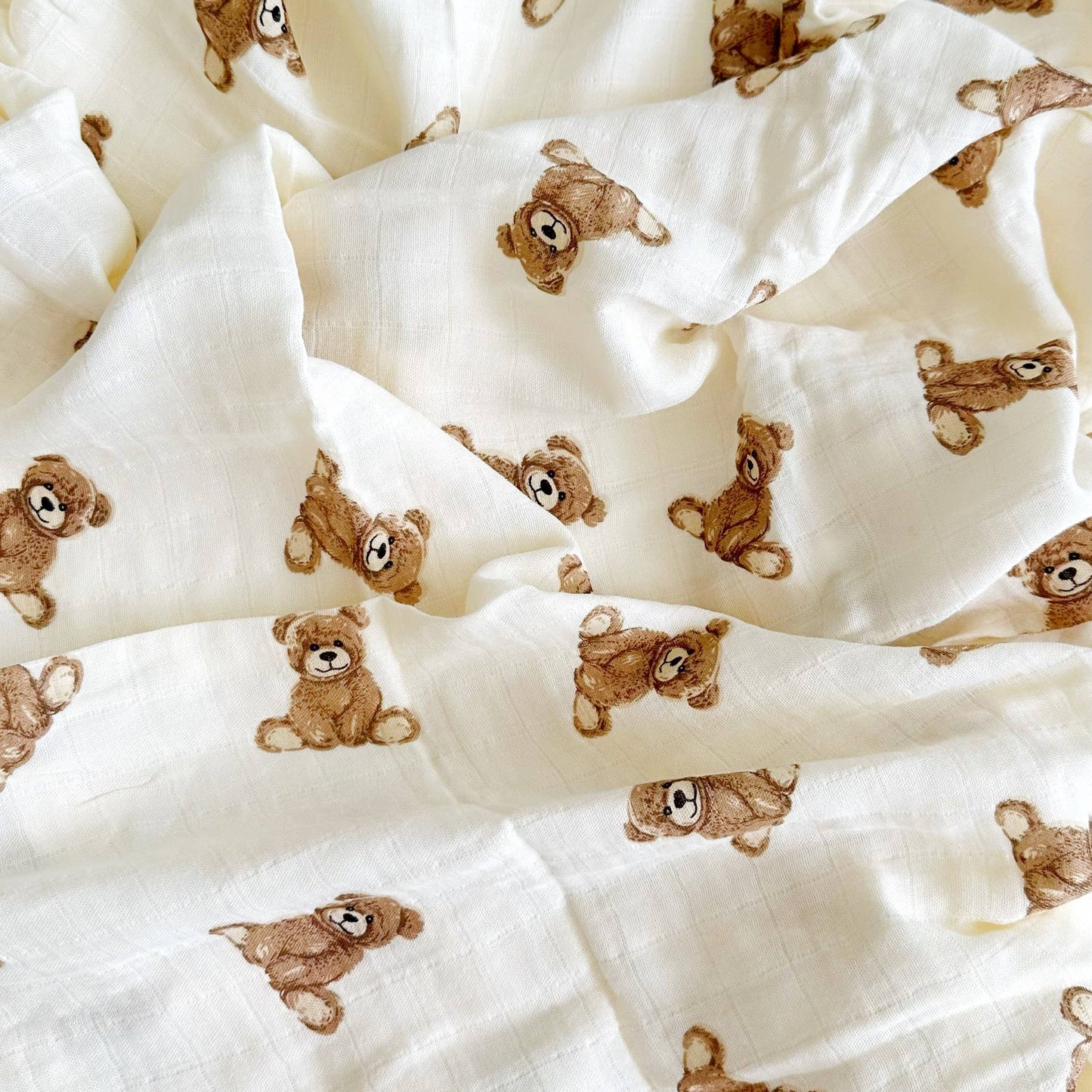 Bamboo Muslin Swaddle Blanket (Teddy Bear)