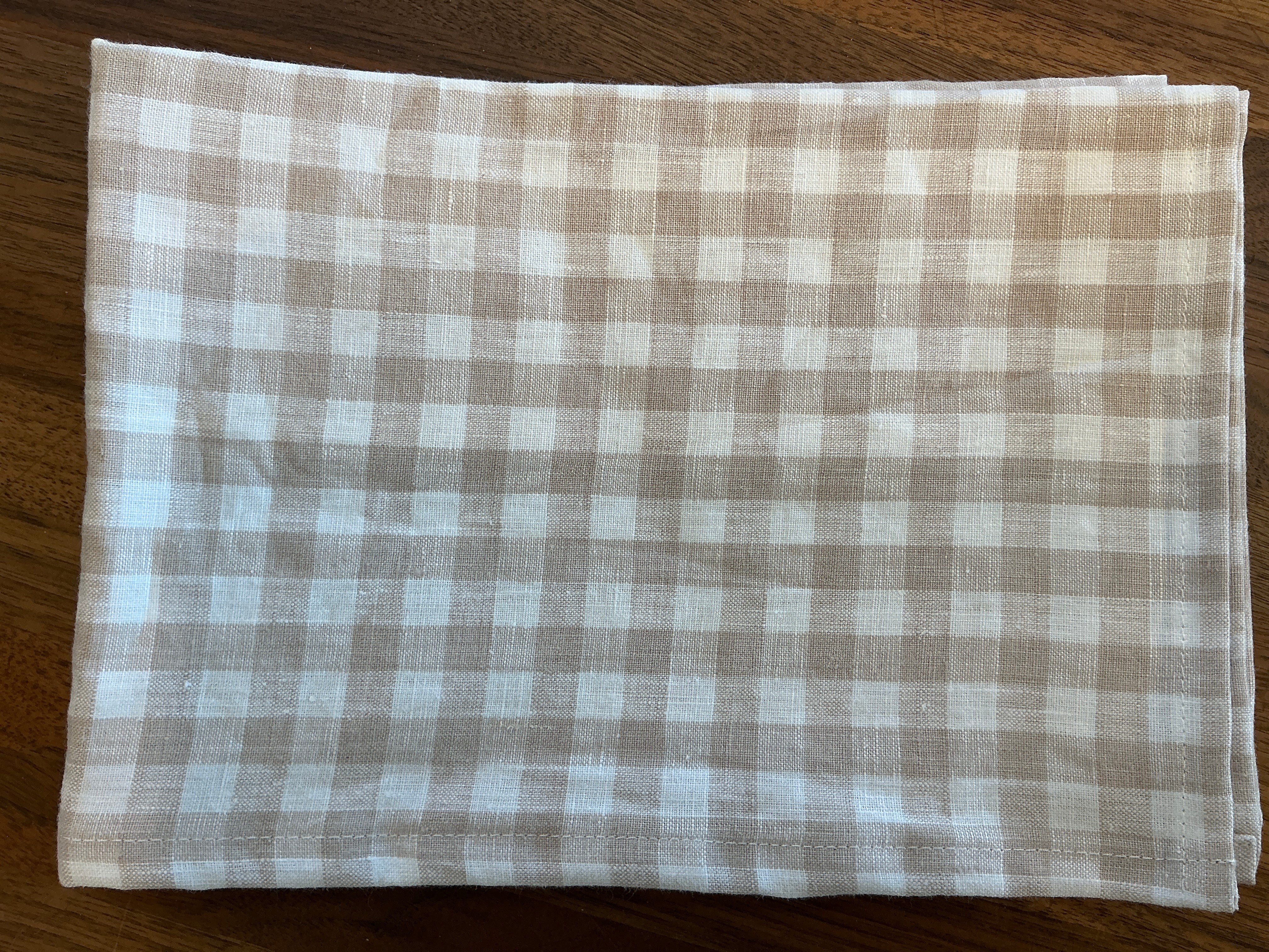 Linen Tea Towel - Natural Gingham
