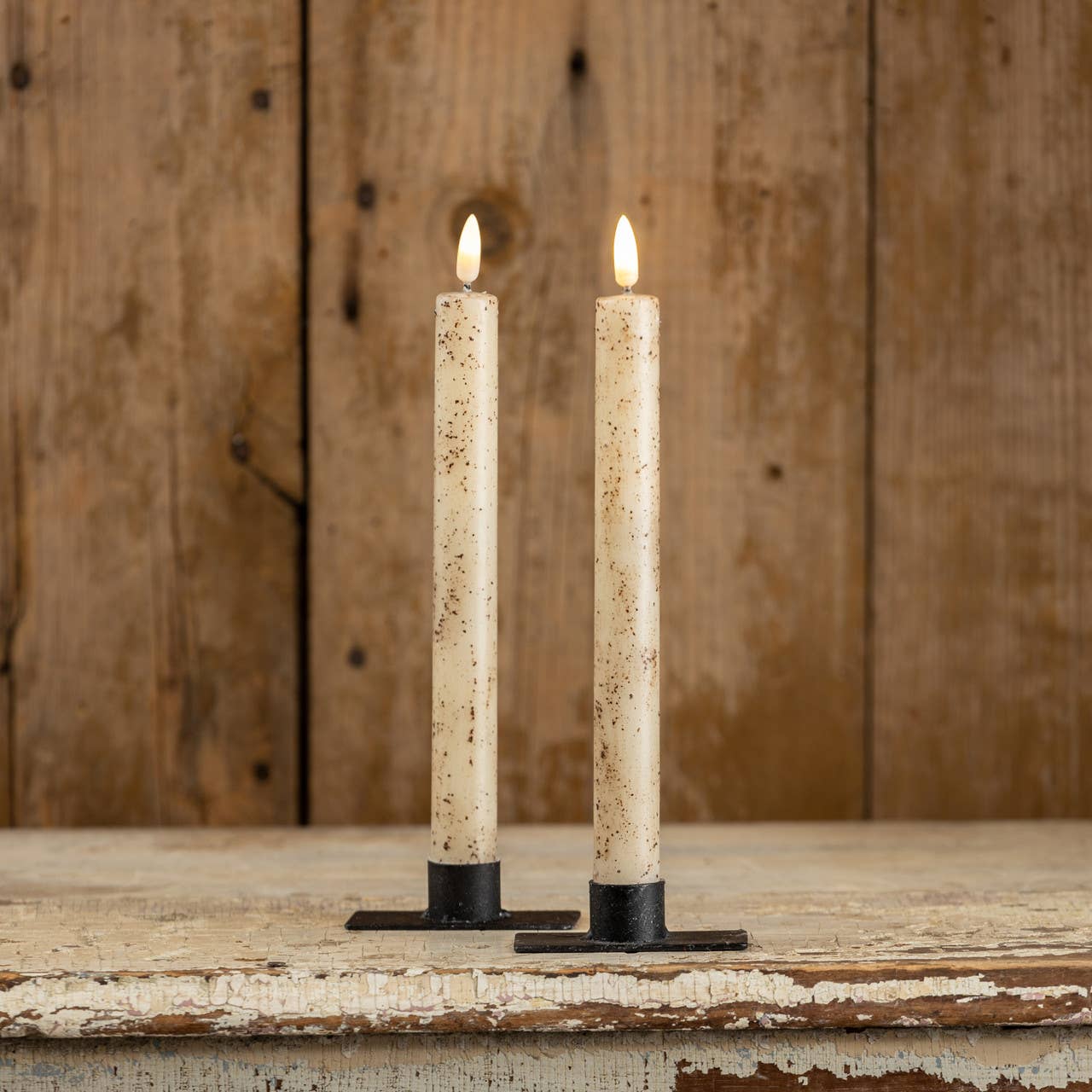 SET/2 - 9.5" 3D FLAME CREAM TAPER CANDLE