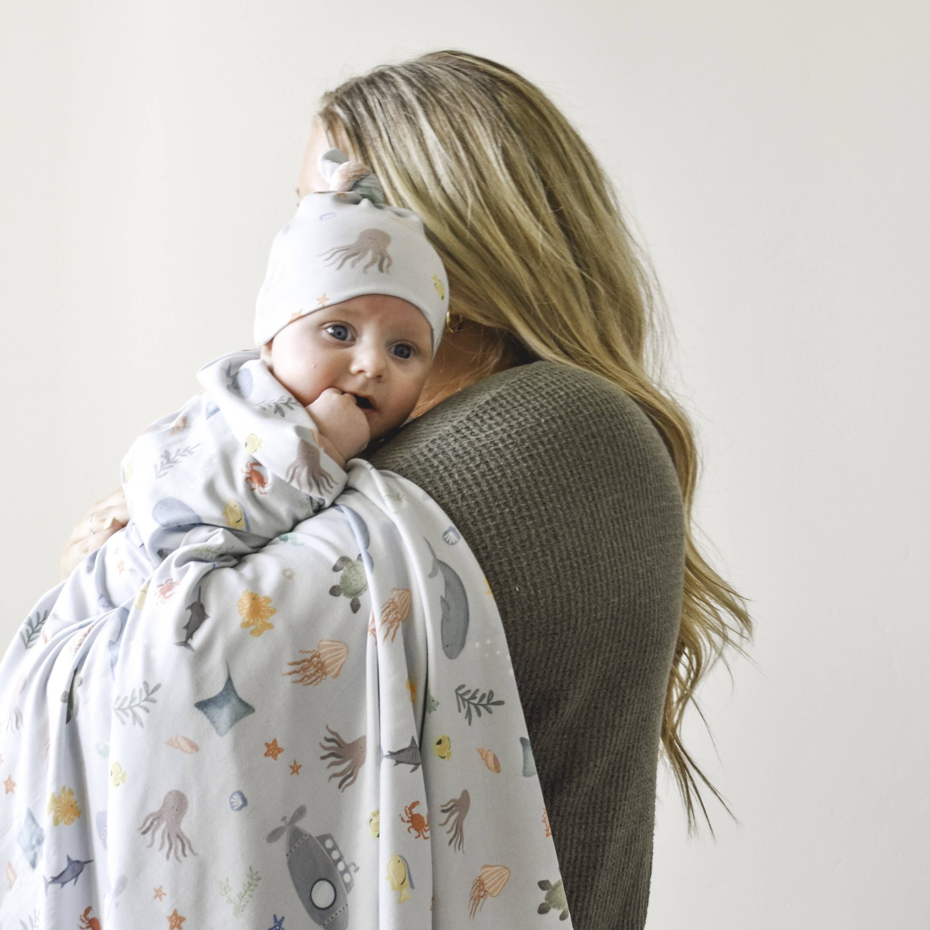 Extra Soft Stretchy Knit Swaddle Blanket: Underwater Adventure