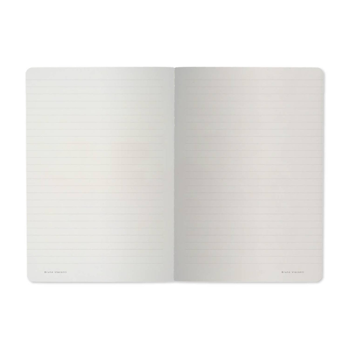 Open notebook with lined pages on a white background