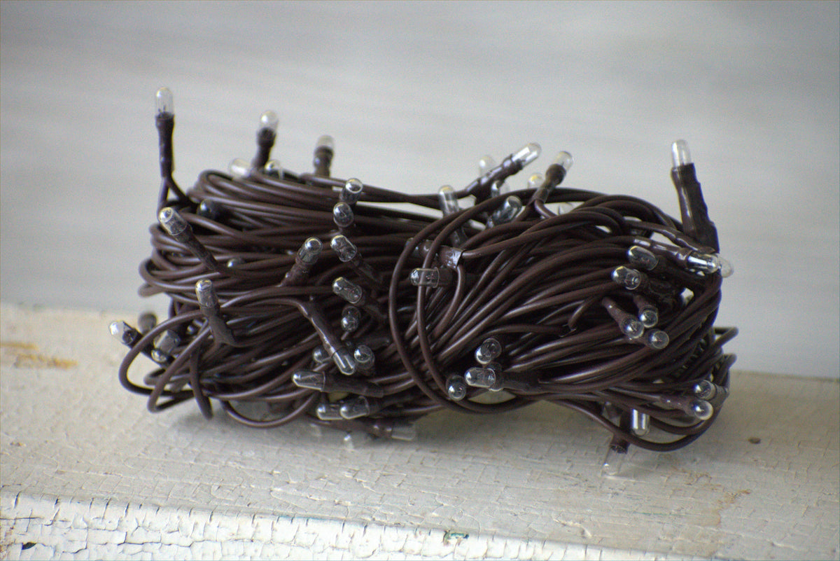 100 Bulb Primitive Rice String Light 19.5 ft Brown Cord