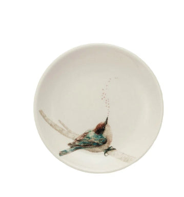 Stoneware Dish w/ Bird on Branch, 4 Styles