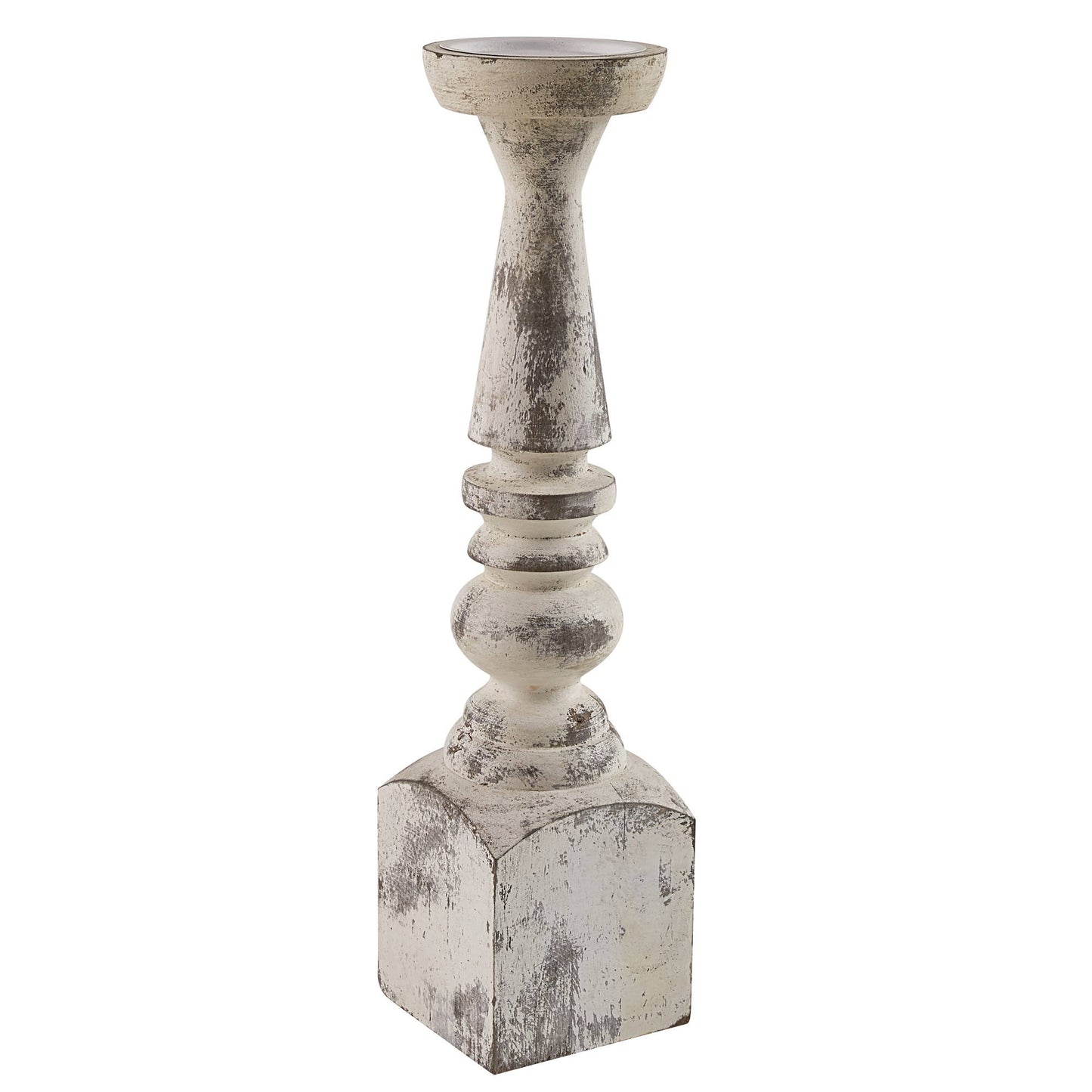 Brighton Wood 18" Candlestick - White