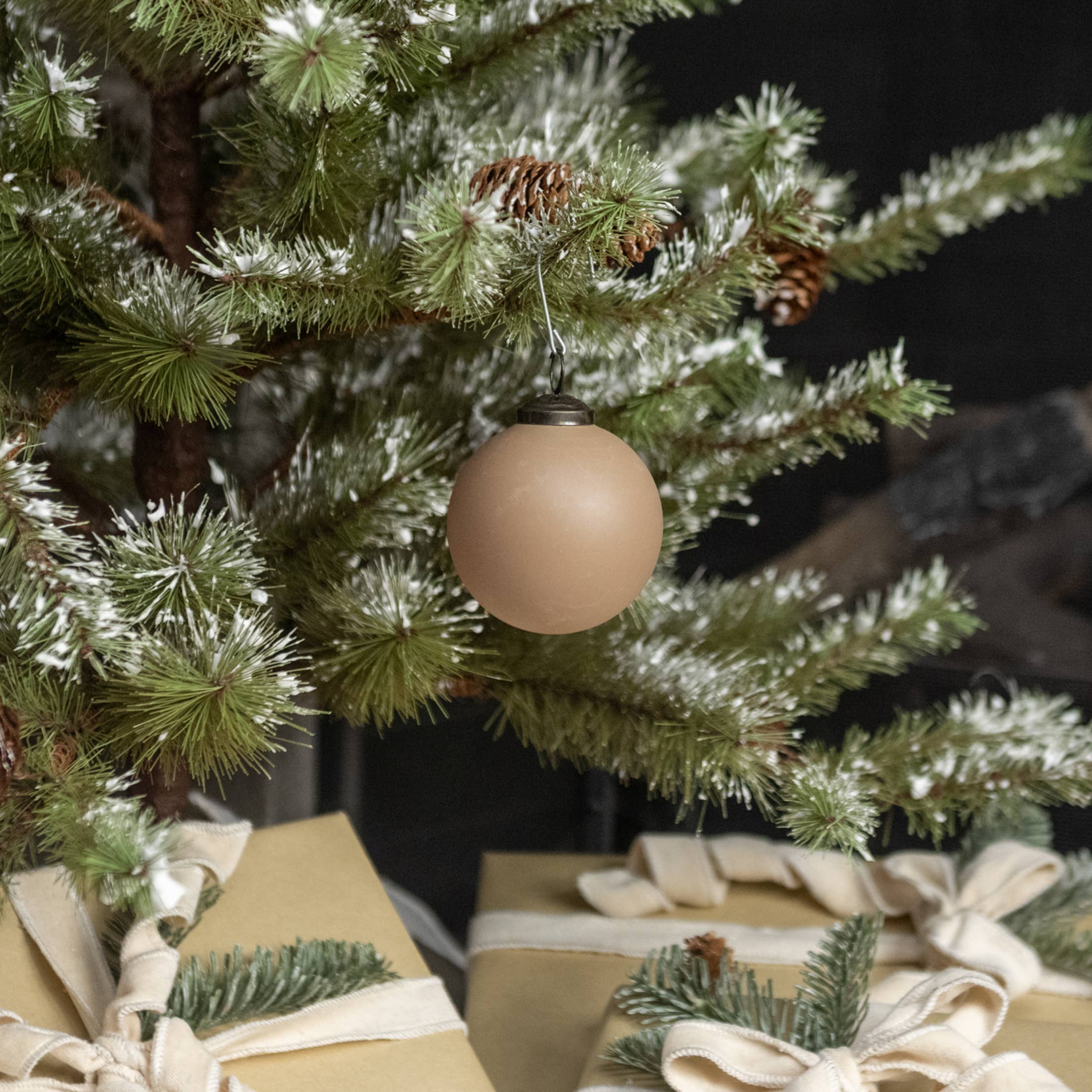 3" BEIGE KUGEL ORNAMENT