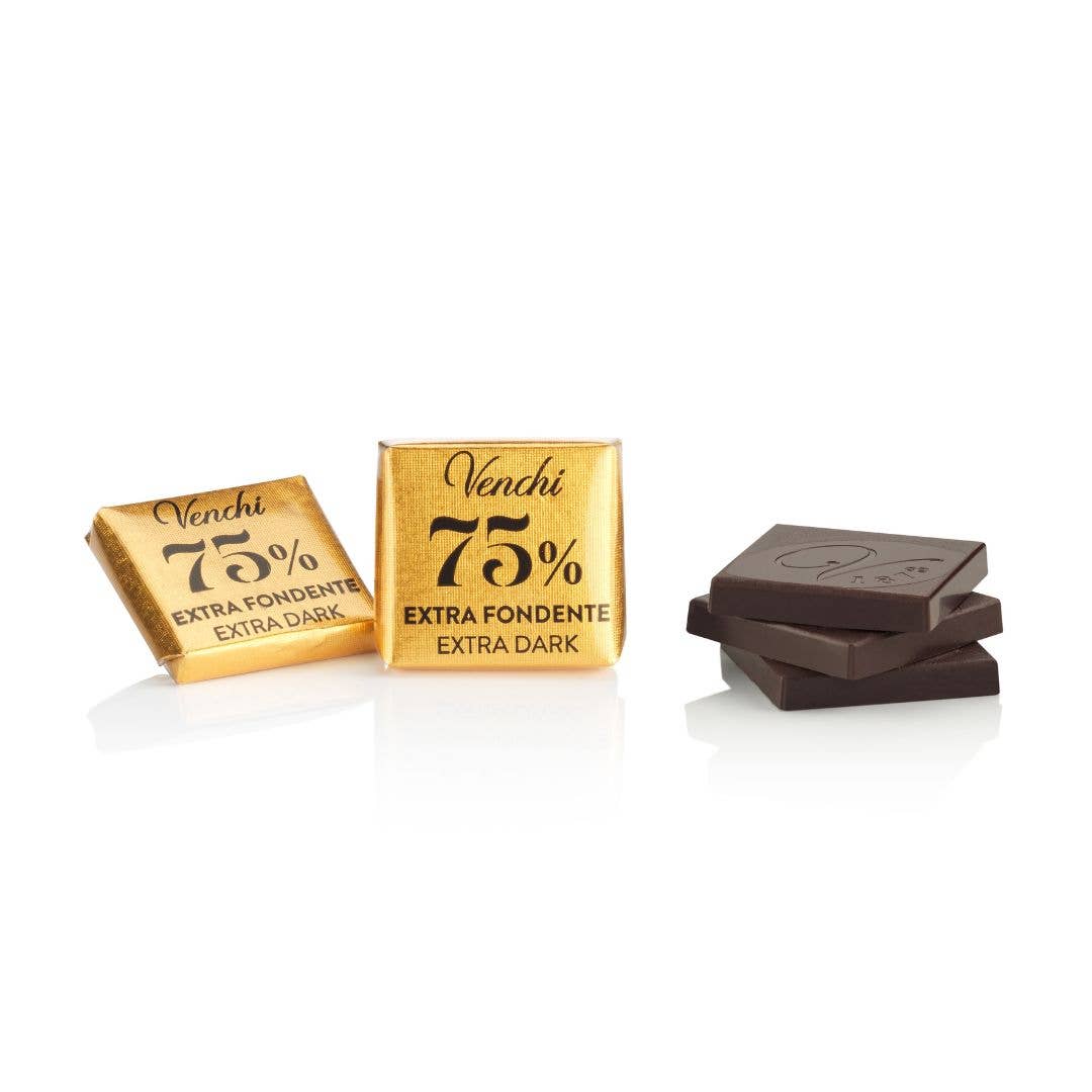 75% Dark Chocolate Mini Squares - Italian Gourmet Chocolate