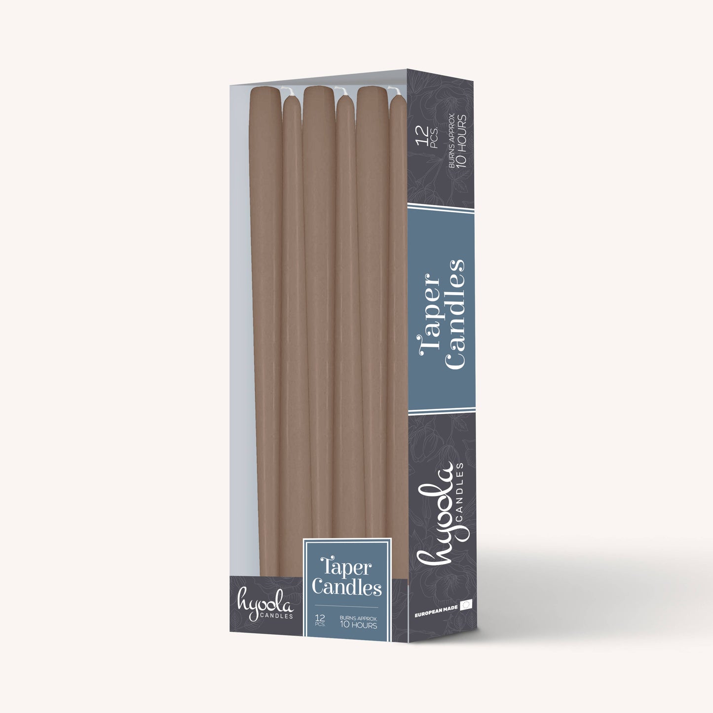 Taupe Taper Candles - 12 Inch - 12 Pack