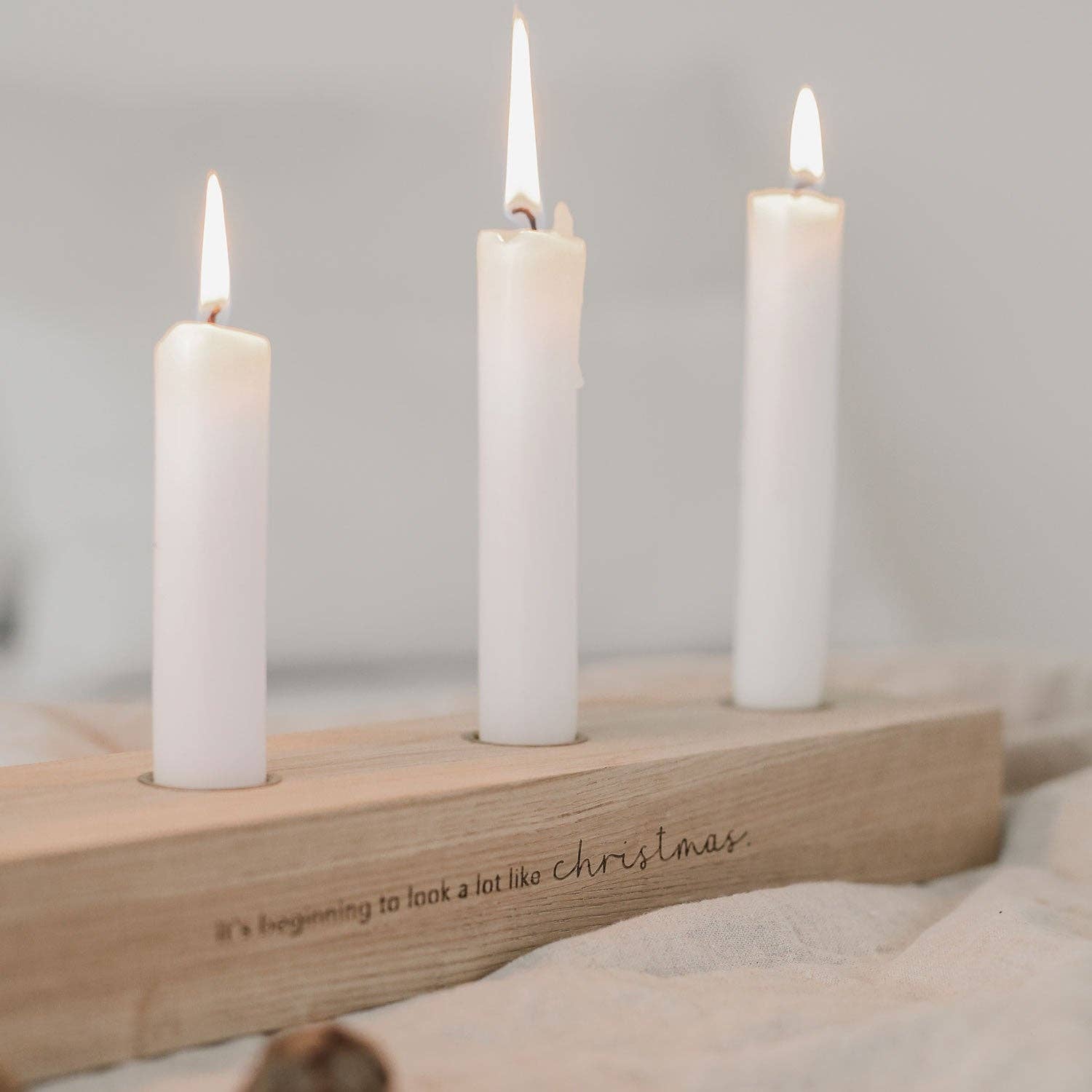 Christmas oak advent candle board