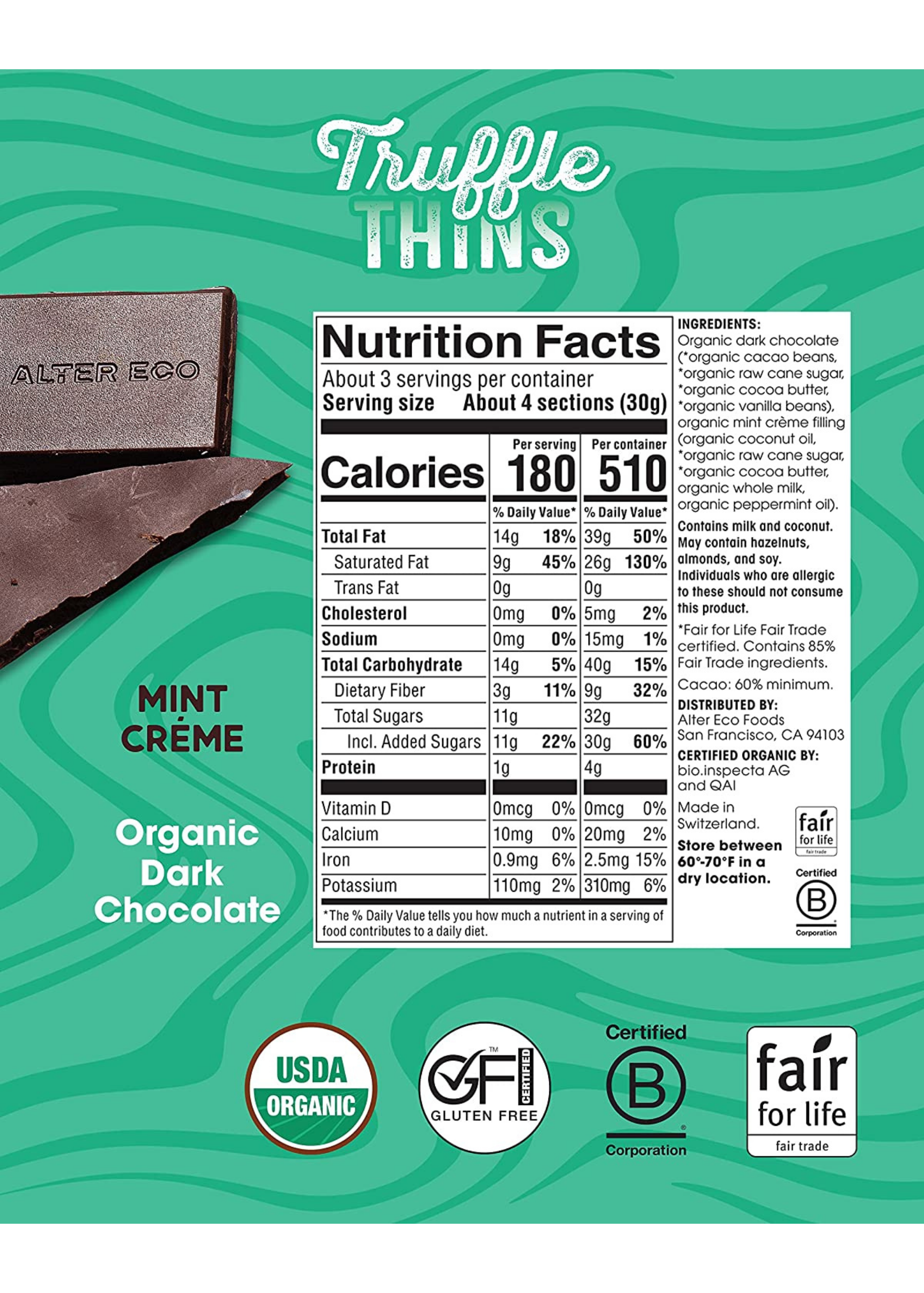 Mint Crème Truffle Thins | Sold Each