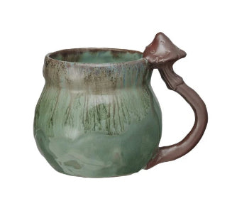 14 oz. Stoneware Mug w/ Mushroom Handle, 4 Styles