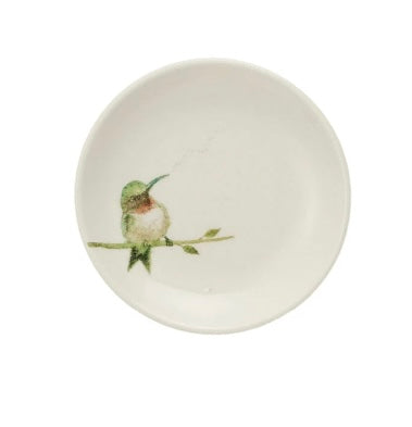 Stoneware Dish w/ Bird on Branch, 4 Styles