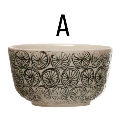 Hand-Stamped Bowl with Pattern, 4 Styles