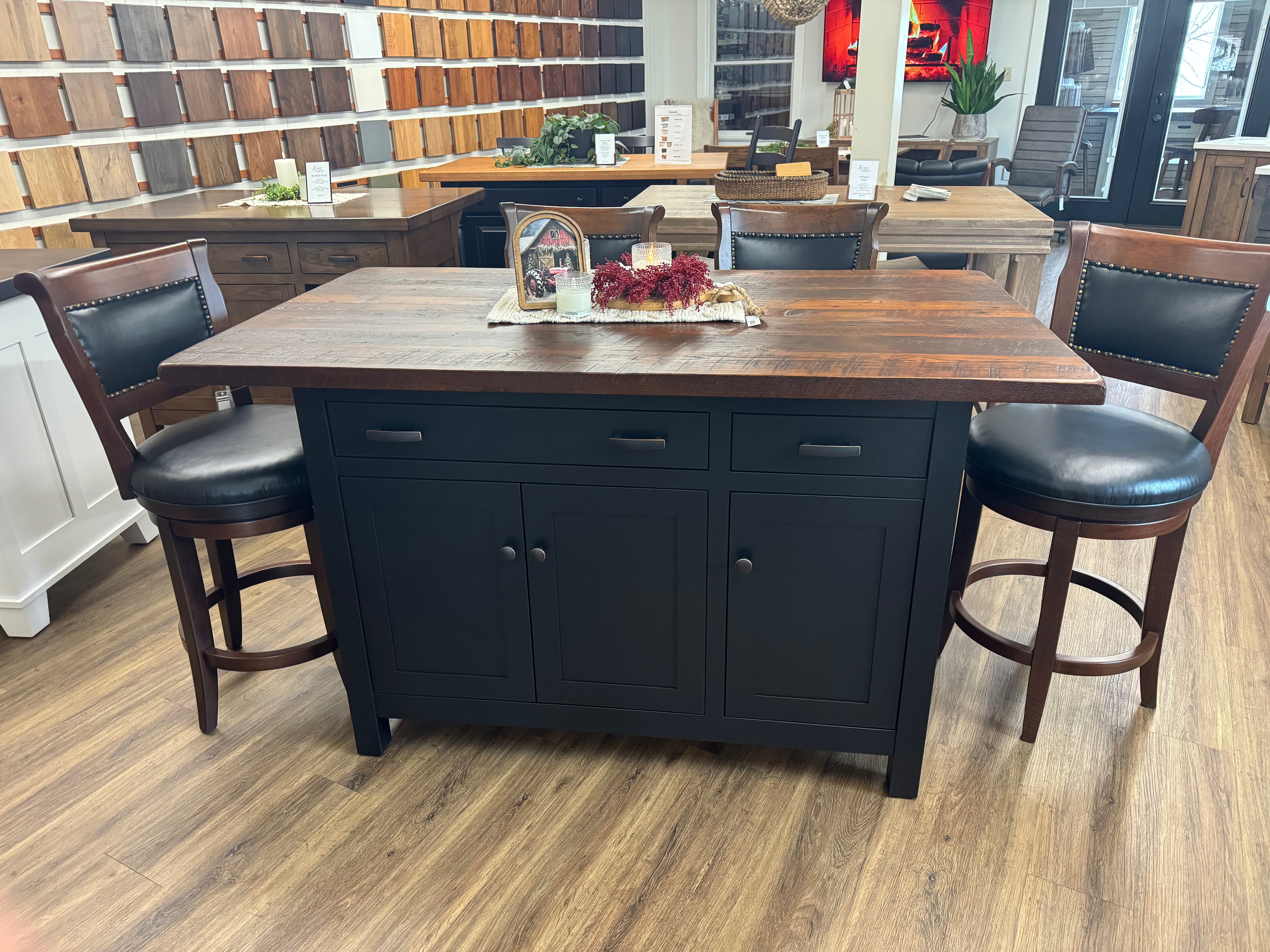 Black Brookline Island w/ Roughsawn Island Top