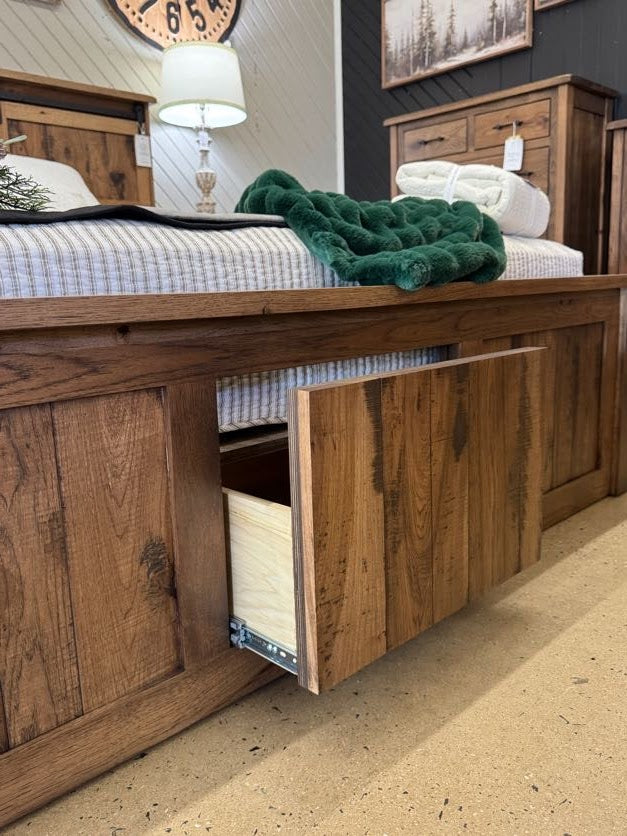 Rustic Hickory - Barn Door Bookcase Bed