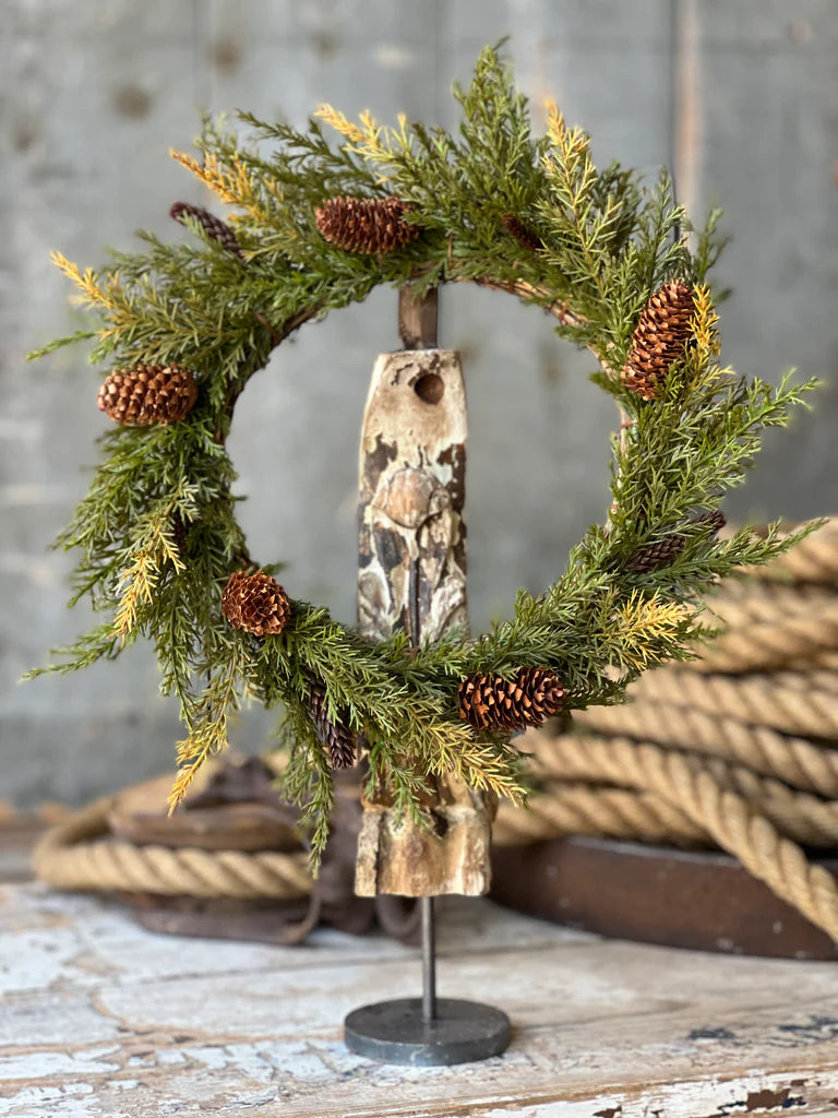 Prickly Pine Candle Ring | Moss | 6.5"