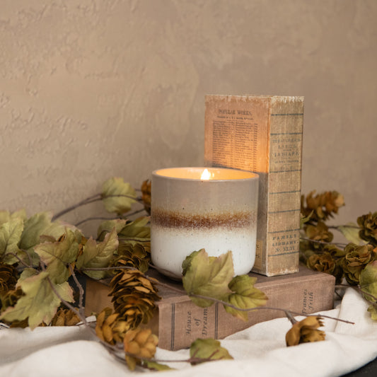 4" - 3D FLAME GREY, TAN & WHITE CERAMIC CANDLE