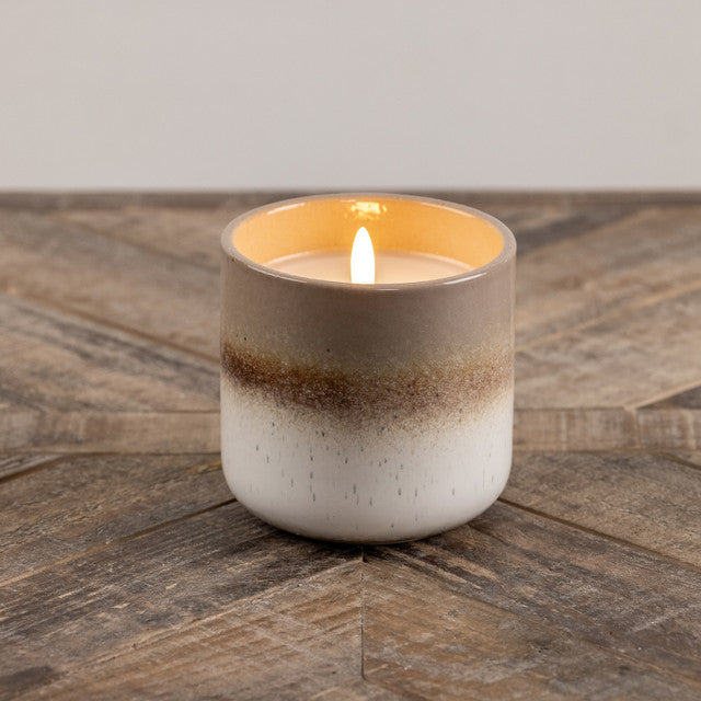 4" - 3D FLAME GREY, TAN & WHITE CERAMIC CANDLE