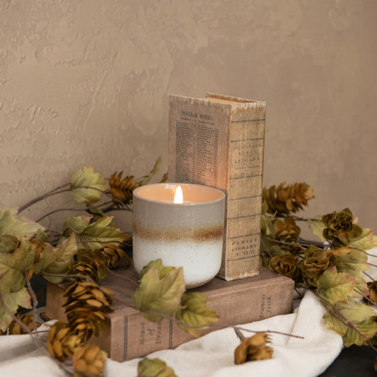 3.75" - 3D FLAME GREY, TAN & WHITE CERAMIC CANDLE