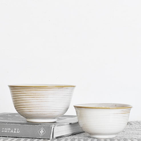 White Striped Bowls | Sold Each