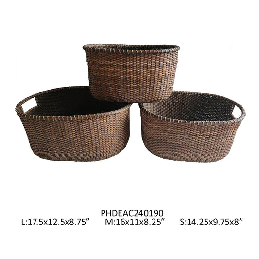 Rattan Travelers Basket, Set of 3