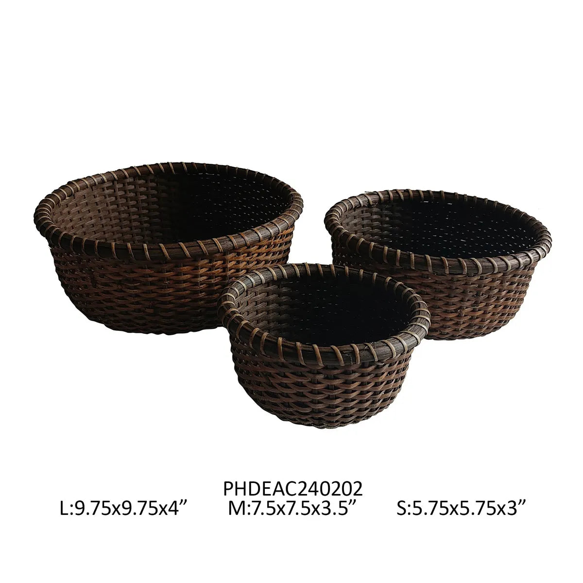 Rattan Collection Baskets, Set of 3