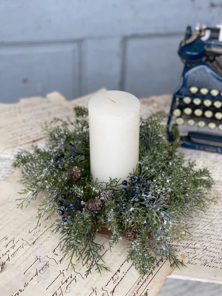 Wintry Mix Candle Ring | 11" | Blue