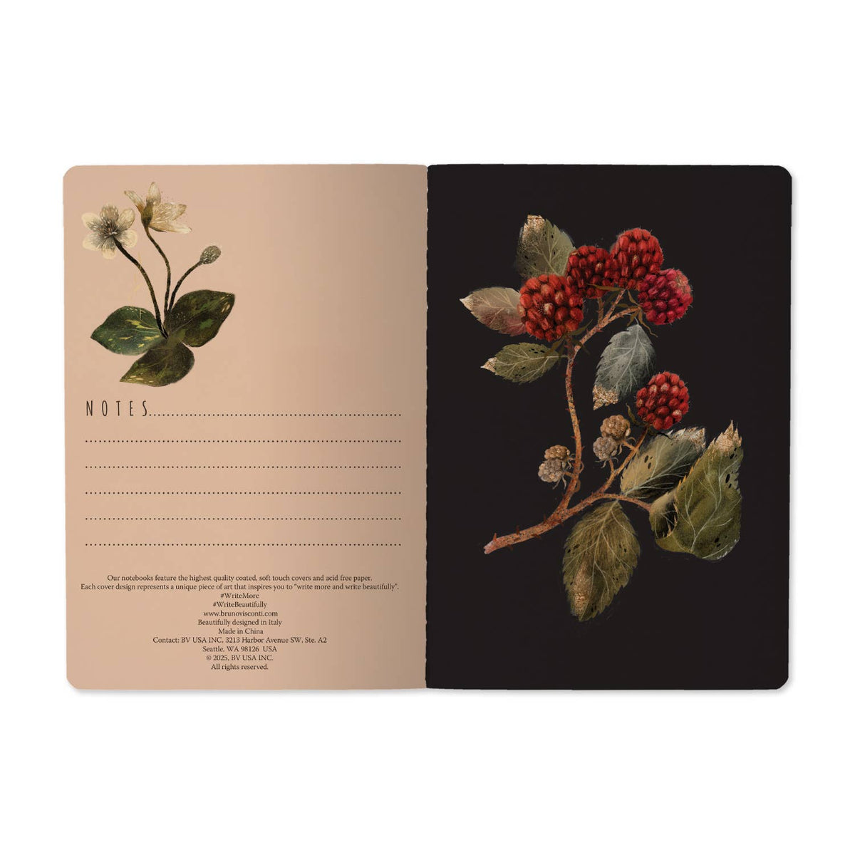 Notebook with floral design on a white background