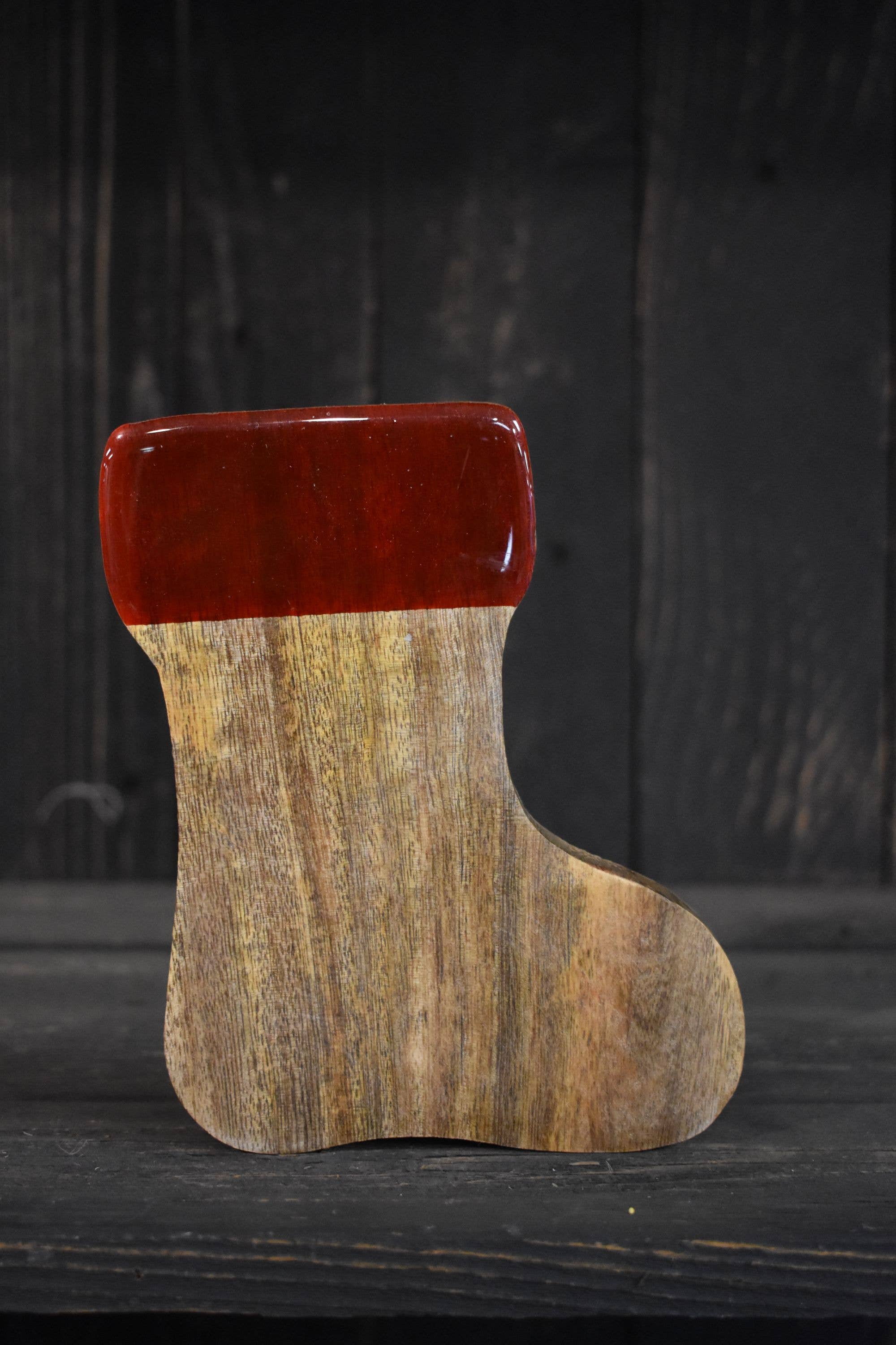 Stocking Coaster with Red Enamel 4in