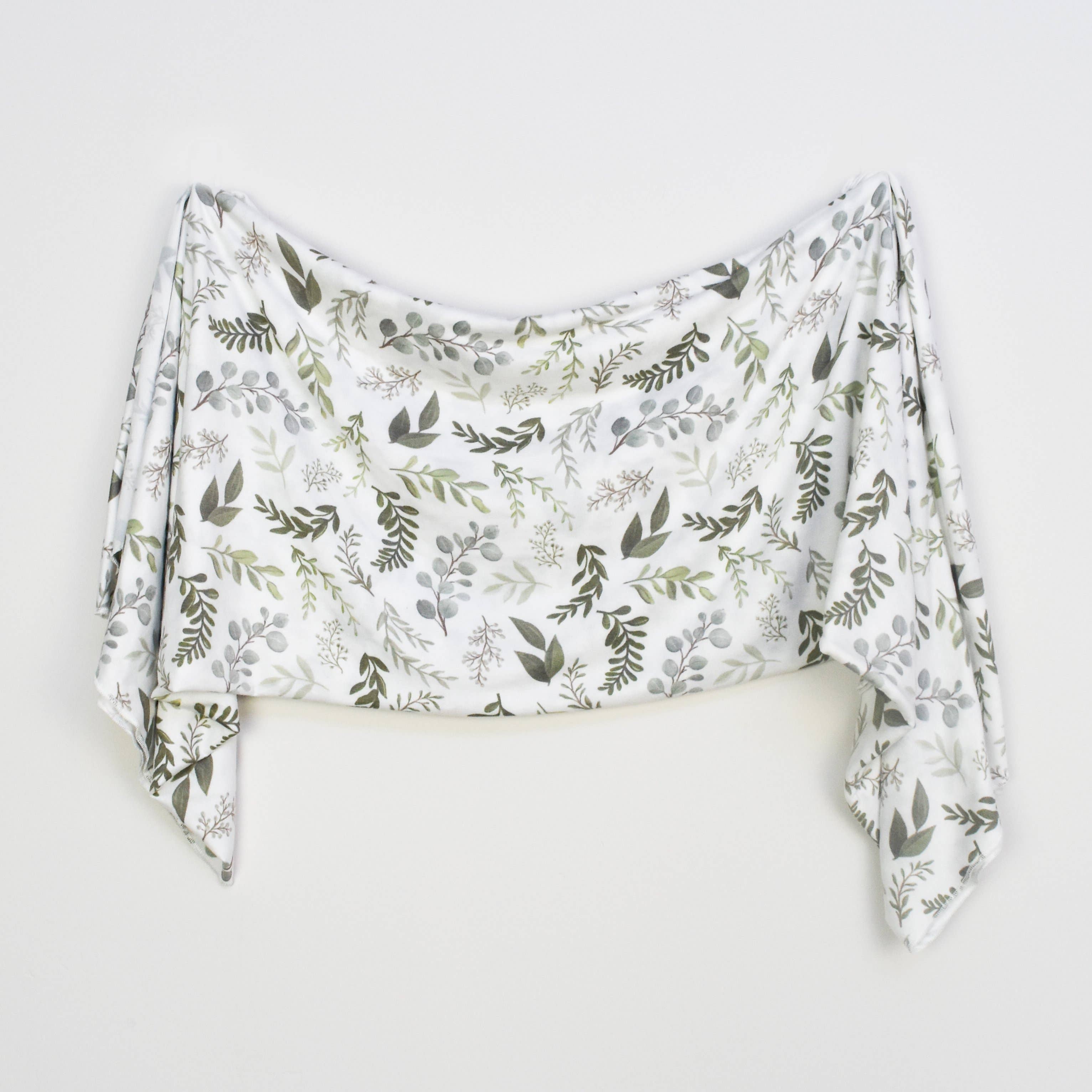 Extra Soft Stretchy Knit Swaddle Blanket: Graceful Greenery