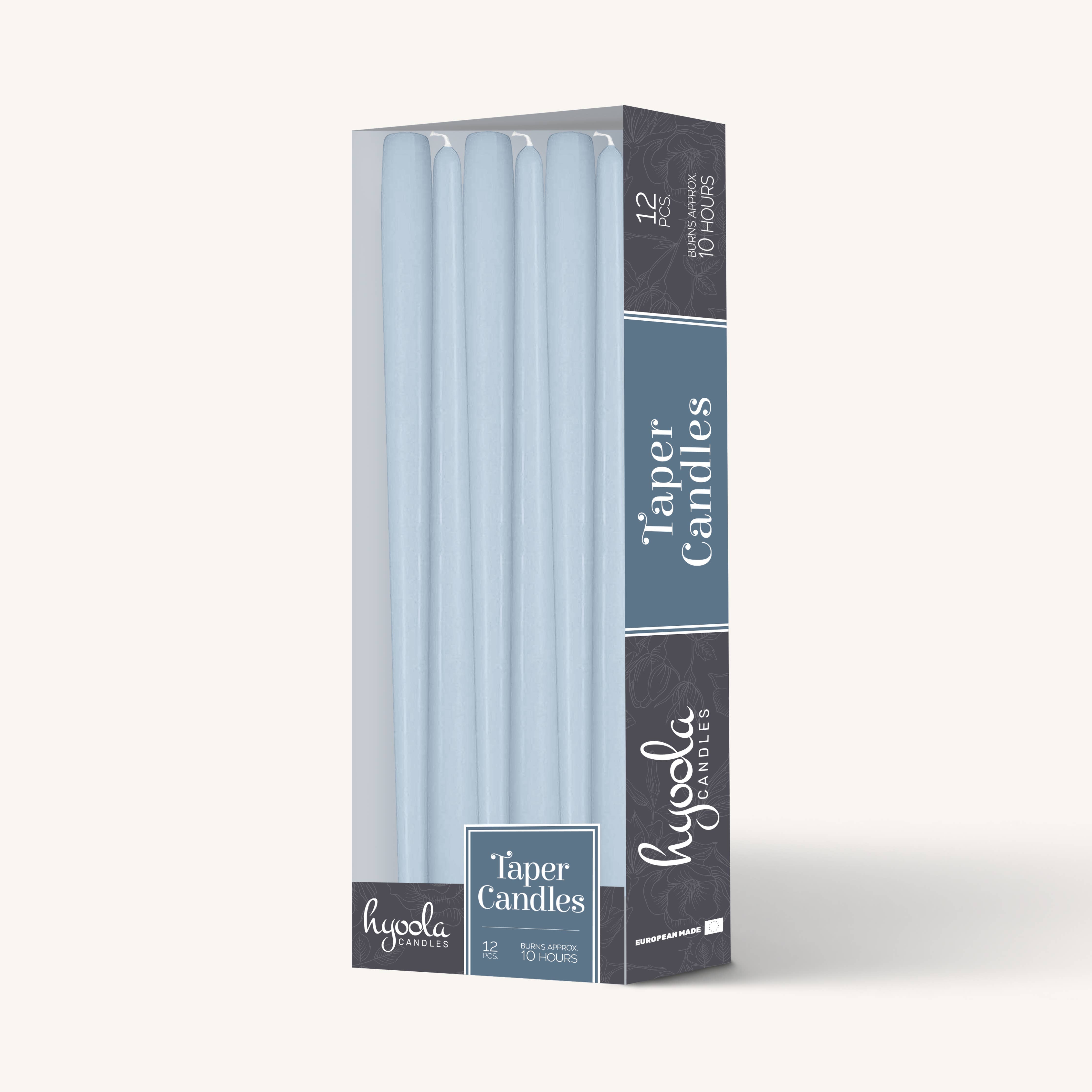 Ice Blue Taper Candles - 12 Inch - 12 Pack
