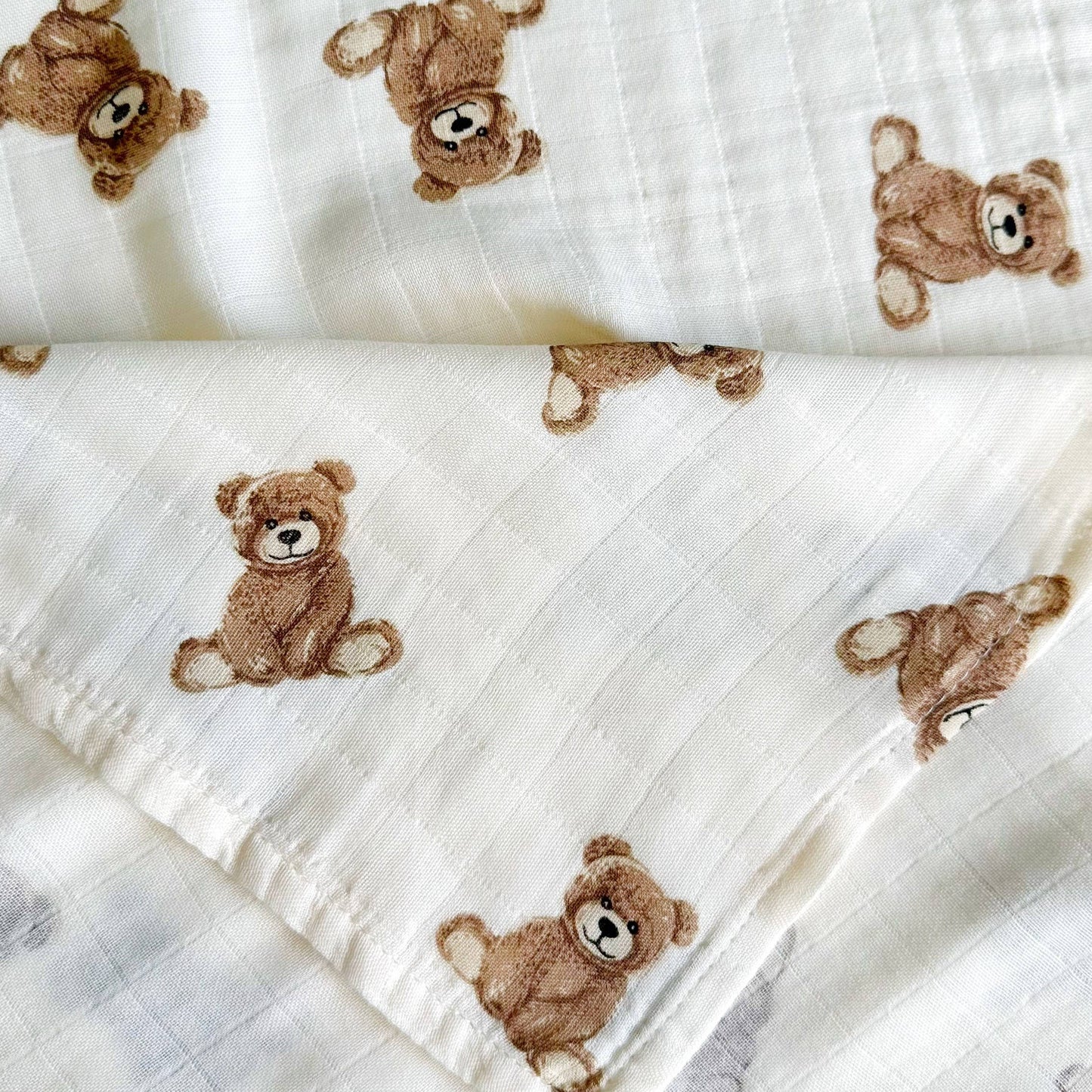 Bamboo Muslin Swaddle Blanket (Teddy Bear)