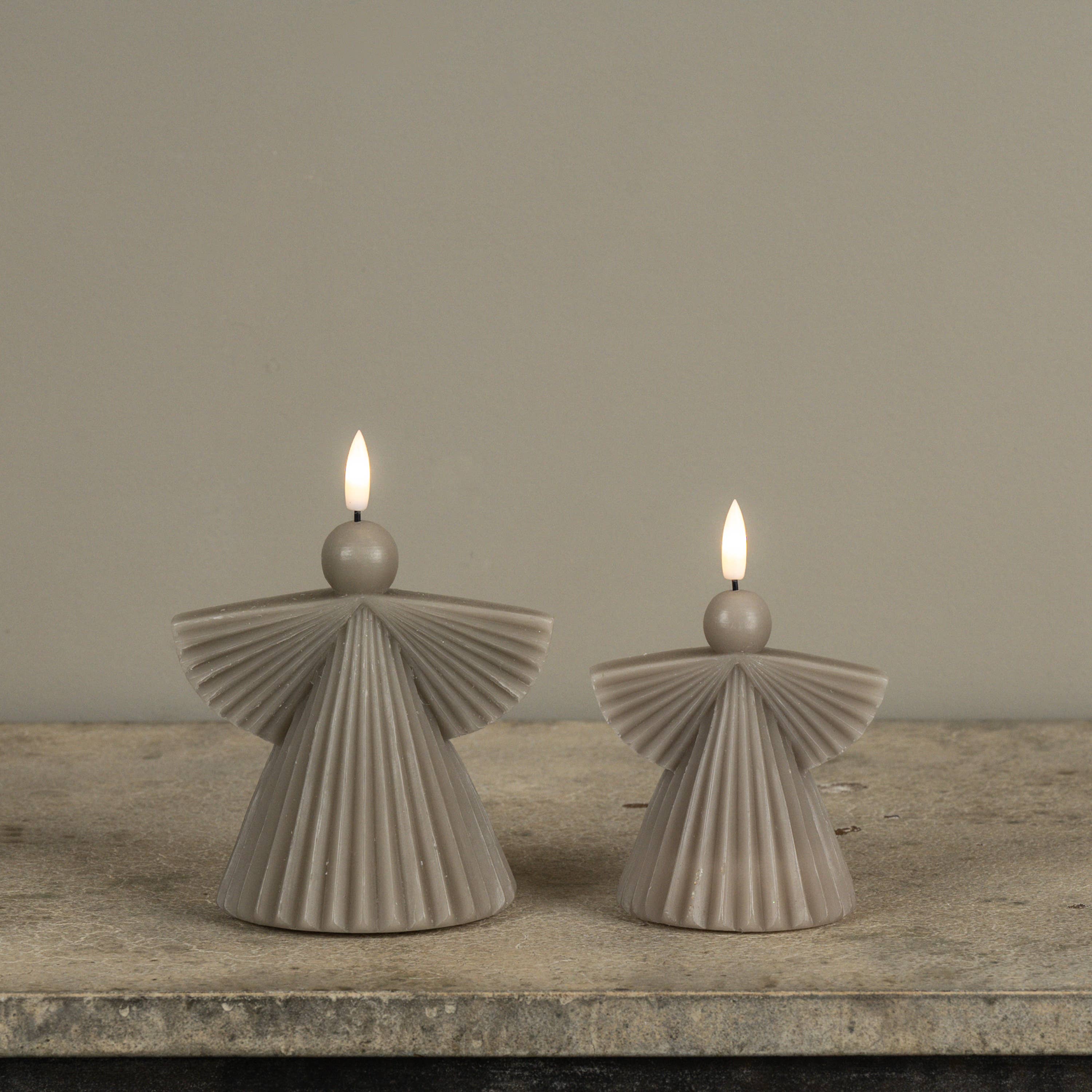 5.25" TAUPE ANGEL 3D FLAME CANDLE