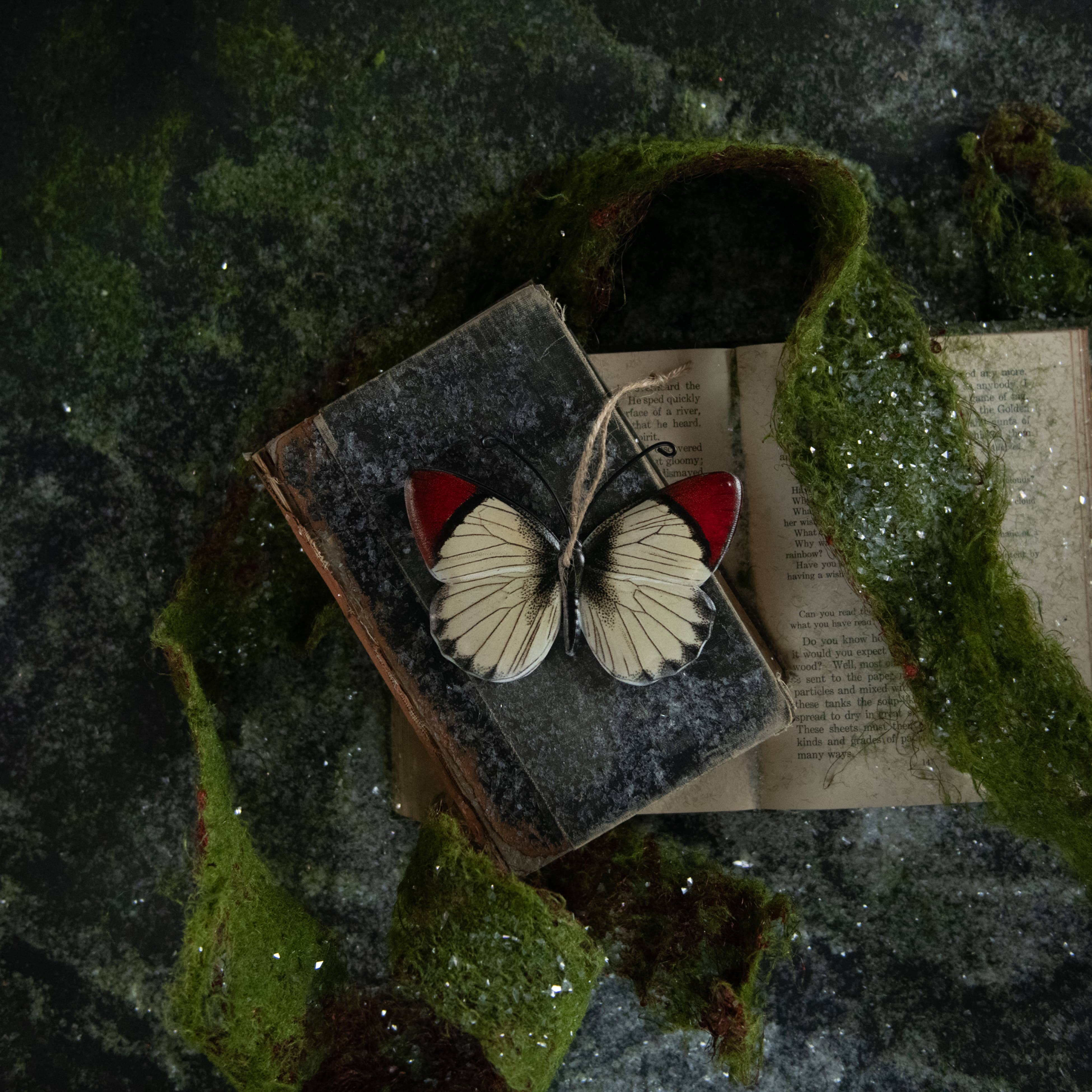 CREAM & RED MOTH ORNAMENT
