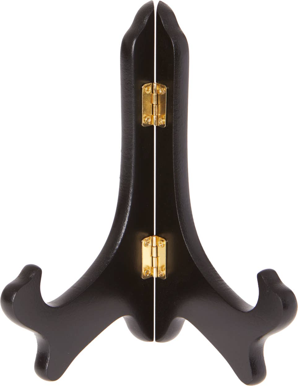 Black Hinged Wood Plate Stand, 7" x 6" x 4.25"