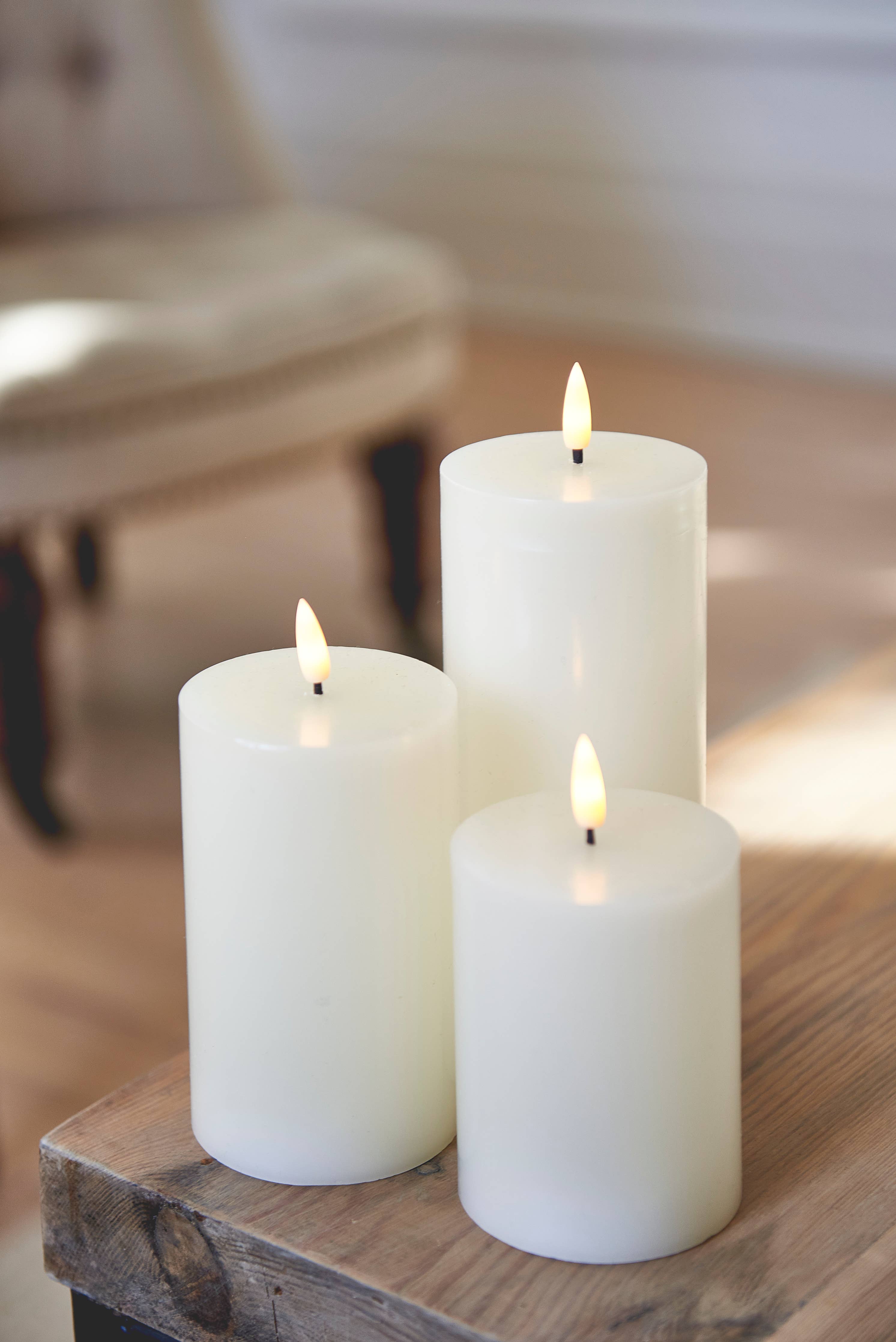 White Pillar Candles (set of 3)