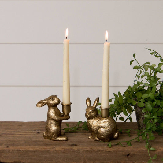 Gold Bunny Tapered Candle Holder | Sold Each