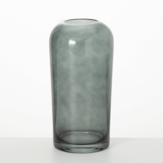 TALL SMOKY GLASS VASE