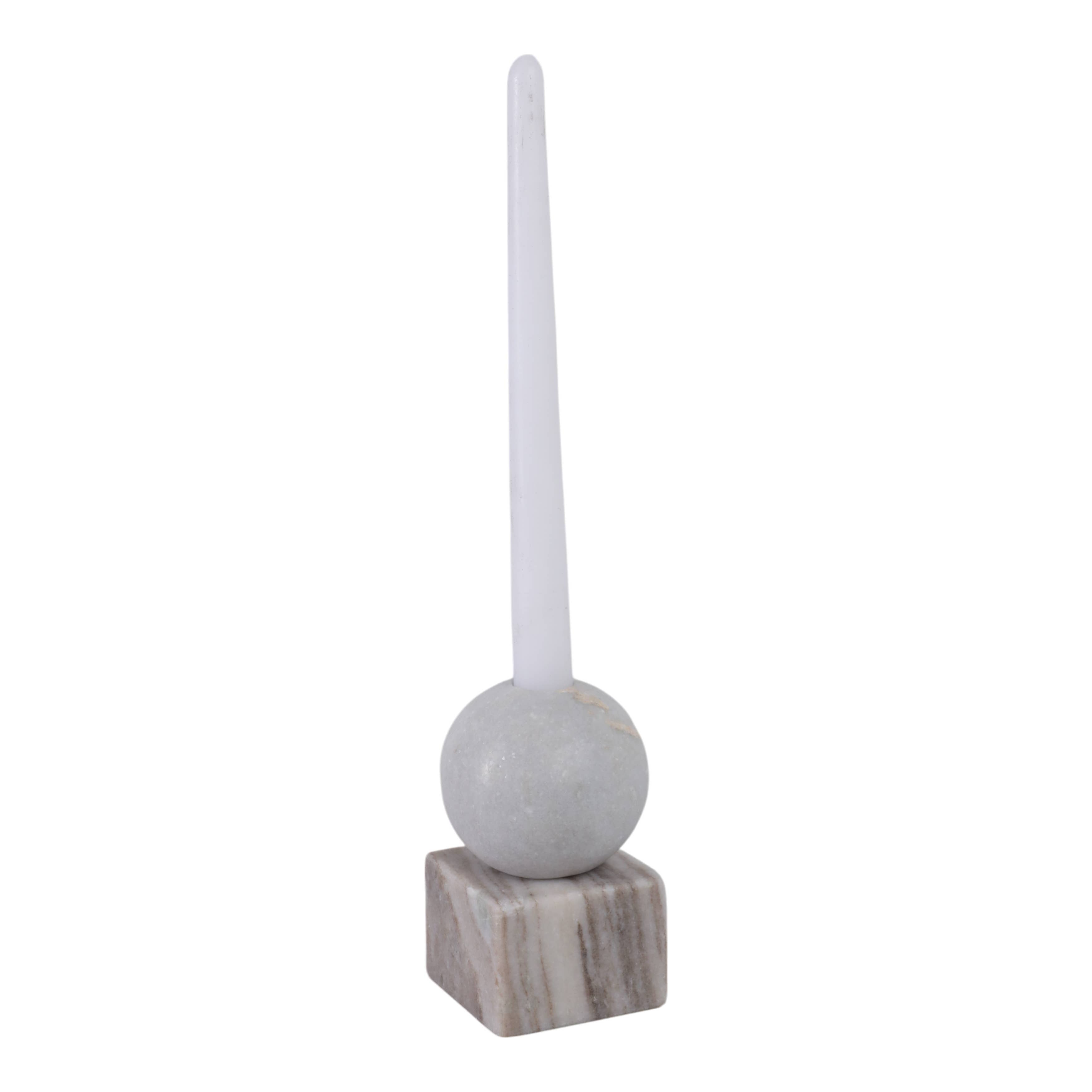 Taper Holder - Multicolor Marble Ball on Cube, 5 in.